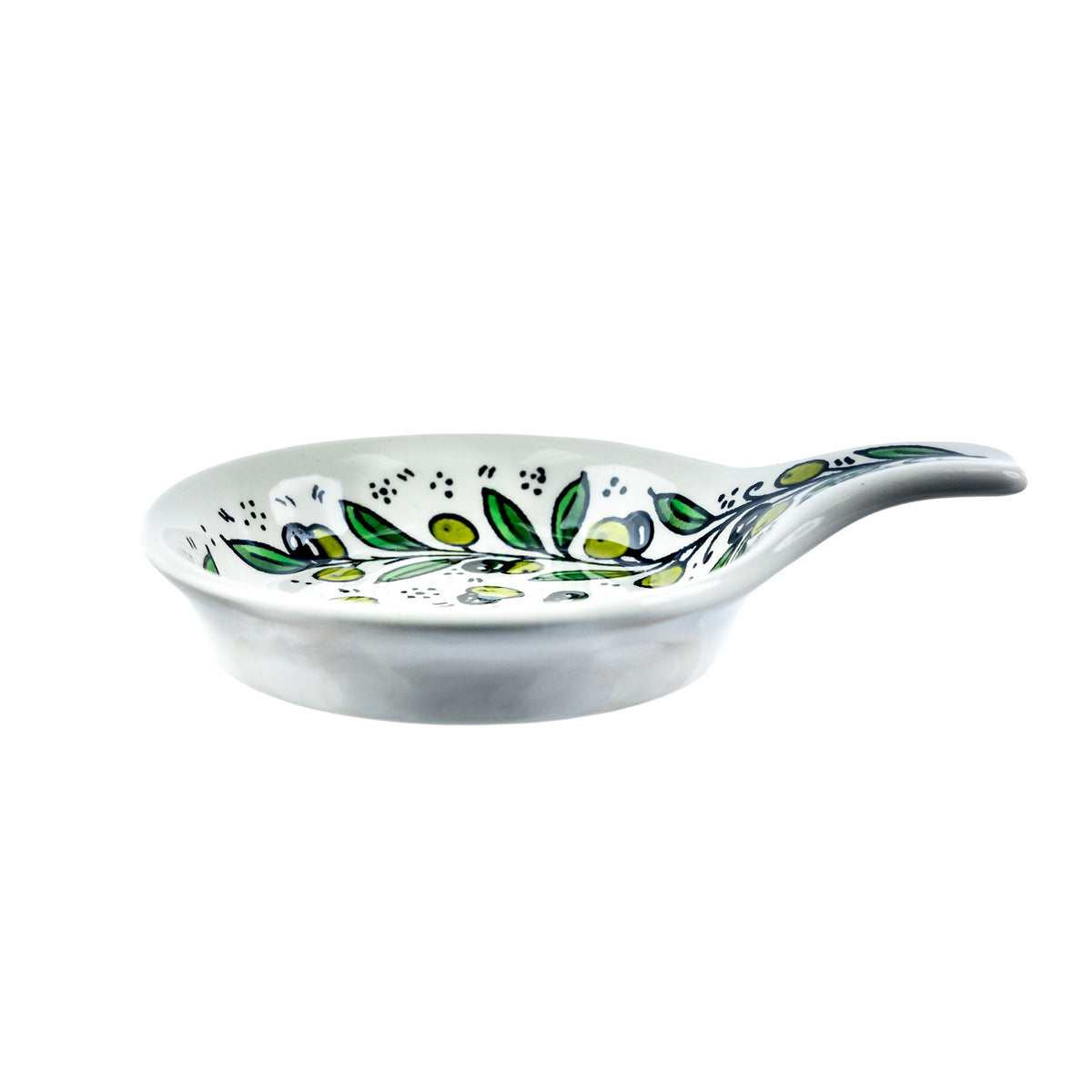Ceramic Single Handle Bowl 5.12 Inch in Olive Green, side view