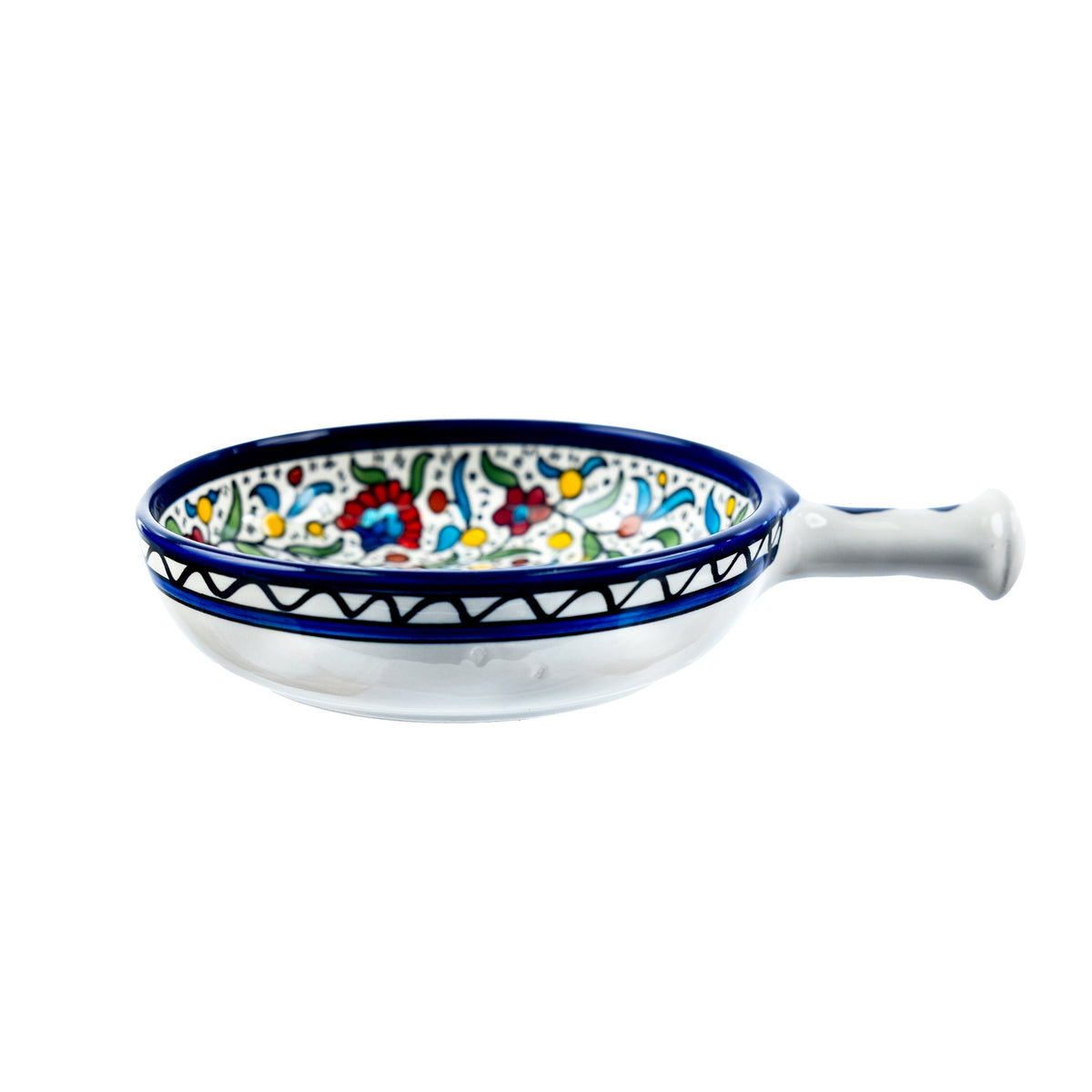 Ceramic Single Handle Bowl 6.3 Inch in Floral, side view