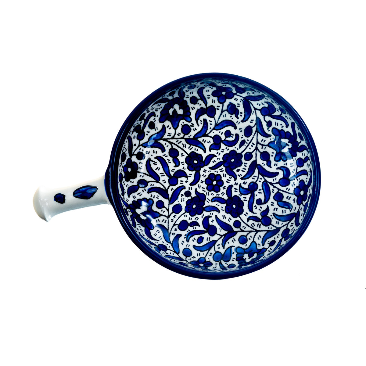 Ceramic Single Handle Bowl 6.3 Inch in Indigo, seen from above