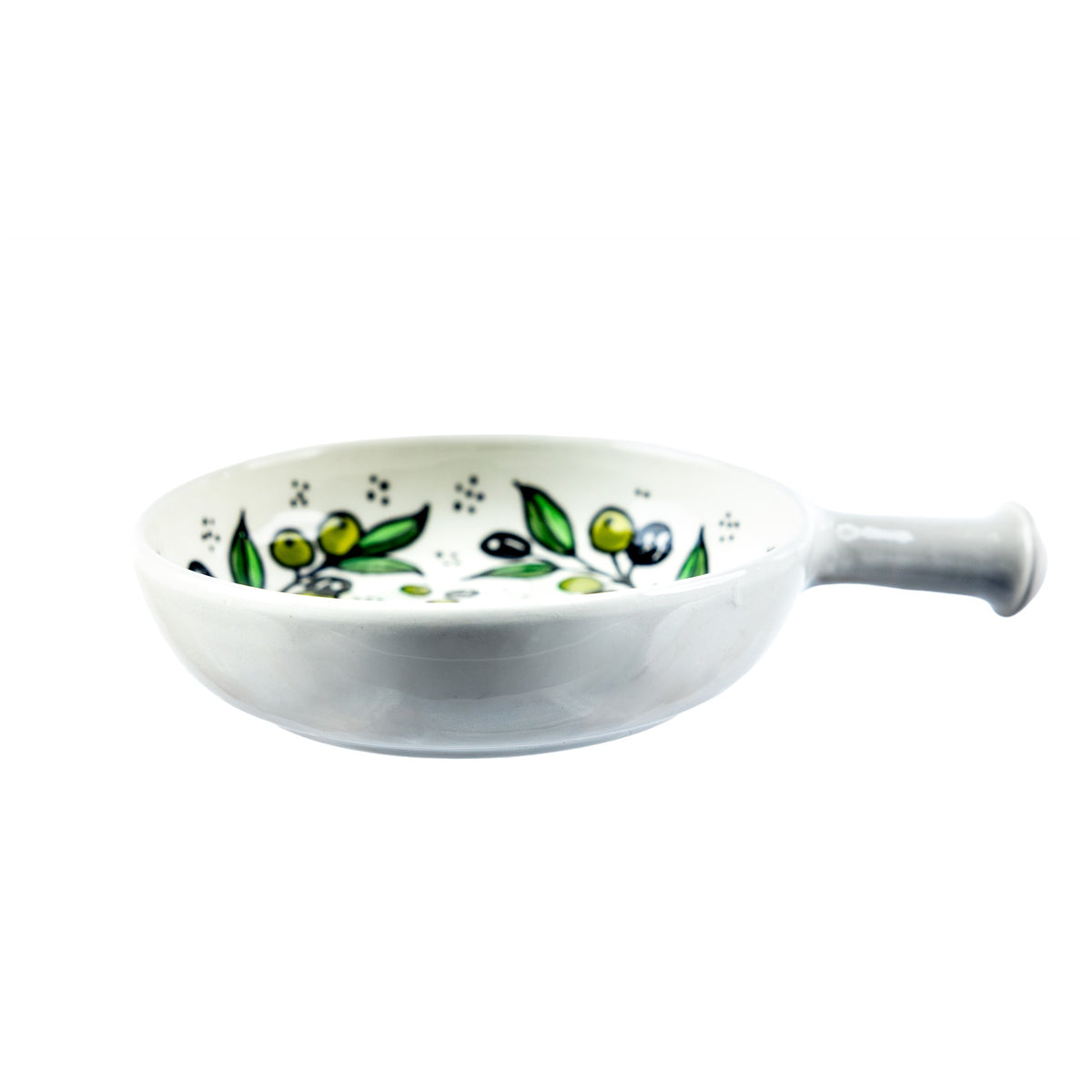 Ceramic Single Handle Bowl 6.3 Inch in Olive Green, side view
