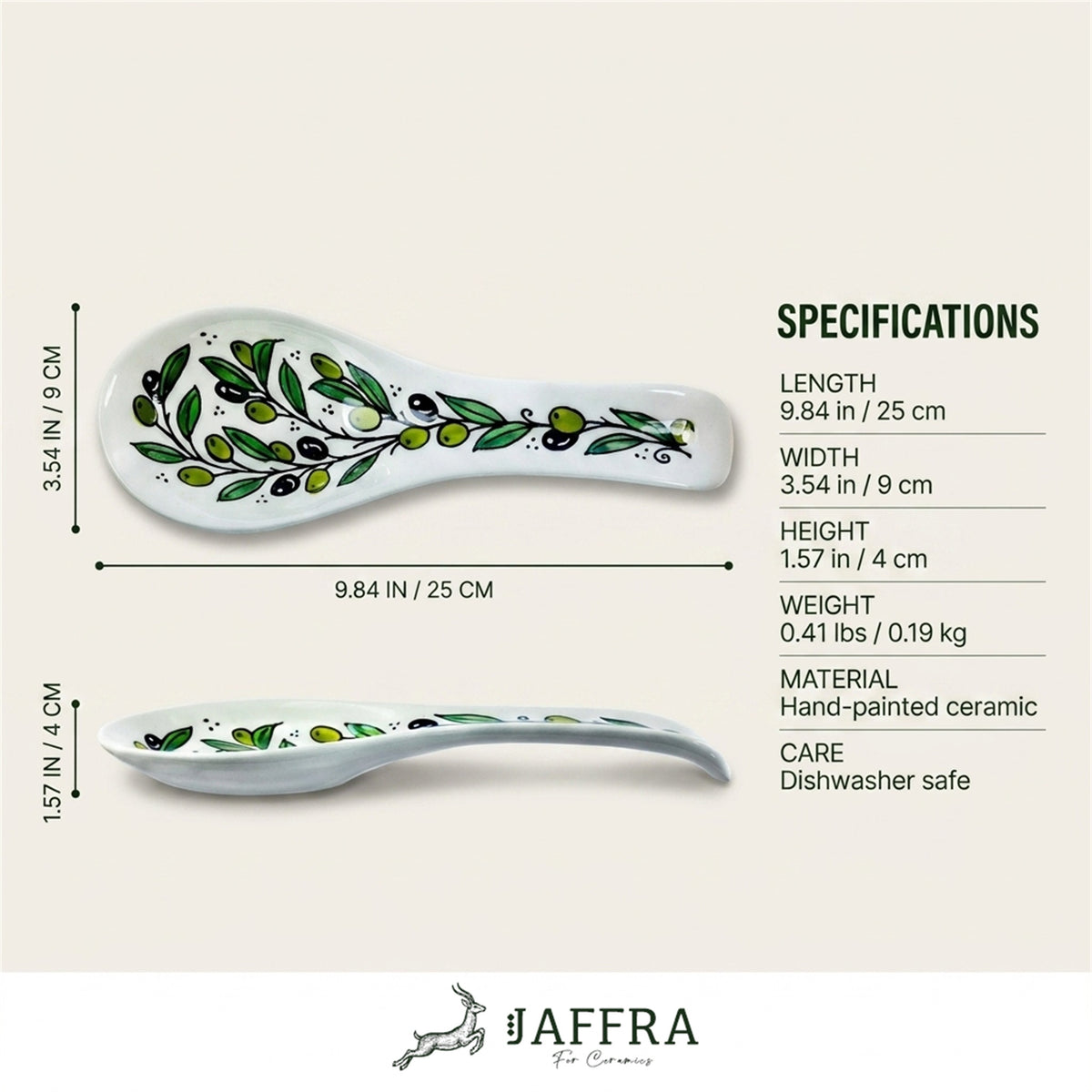 Ceramic Spoon Rest 9.84 Inch dimensions and specifications