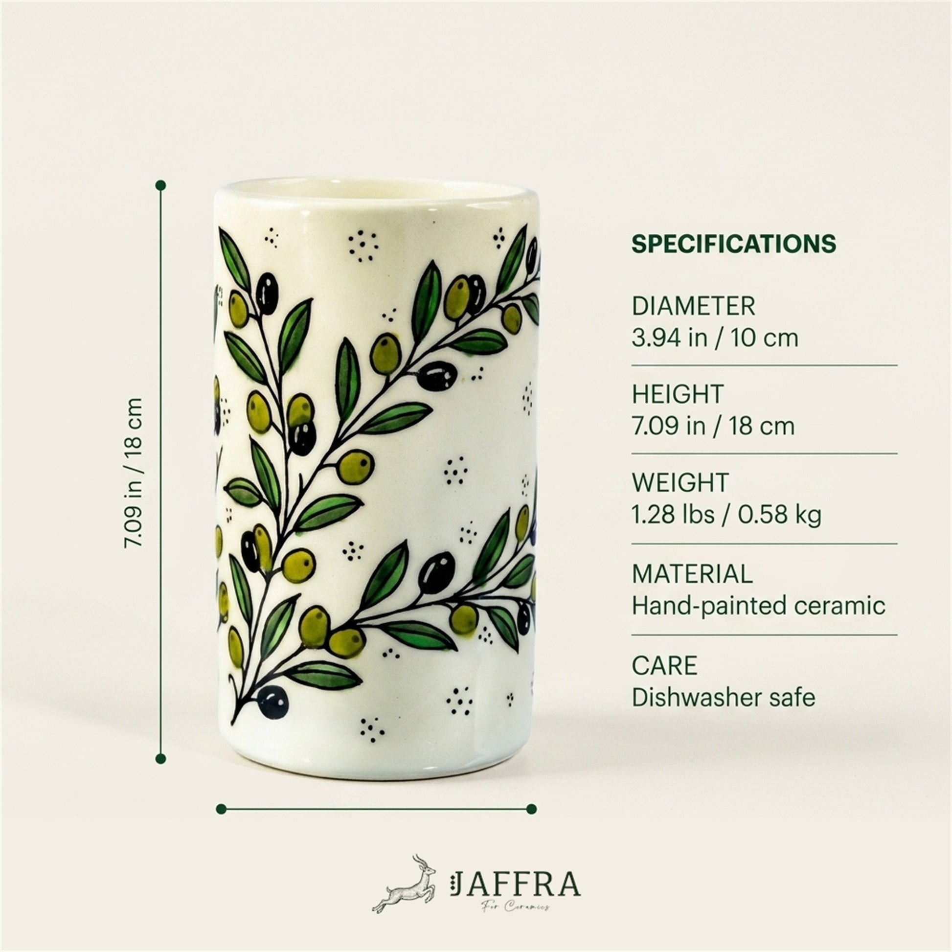 Ceramic Utensil Holder 3.94 Inch dimensions and specifications