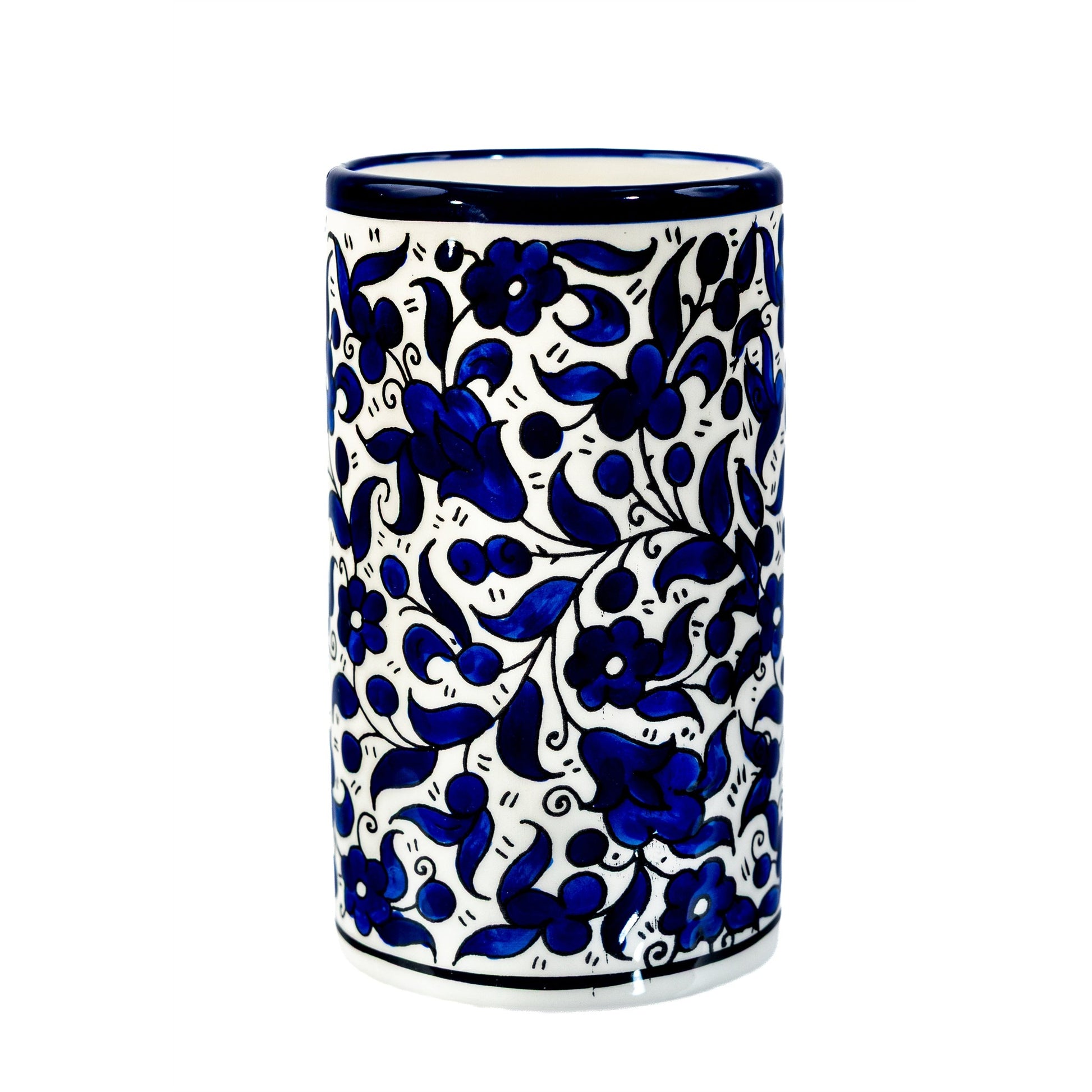 Ceramic Utensil Holder 3.94 Inch in Indigo, seen from above