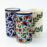 Ceramic Utensil Holder 3.94 Inch shown in all three hand-painted patterns