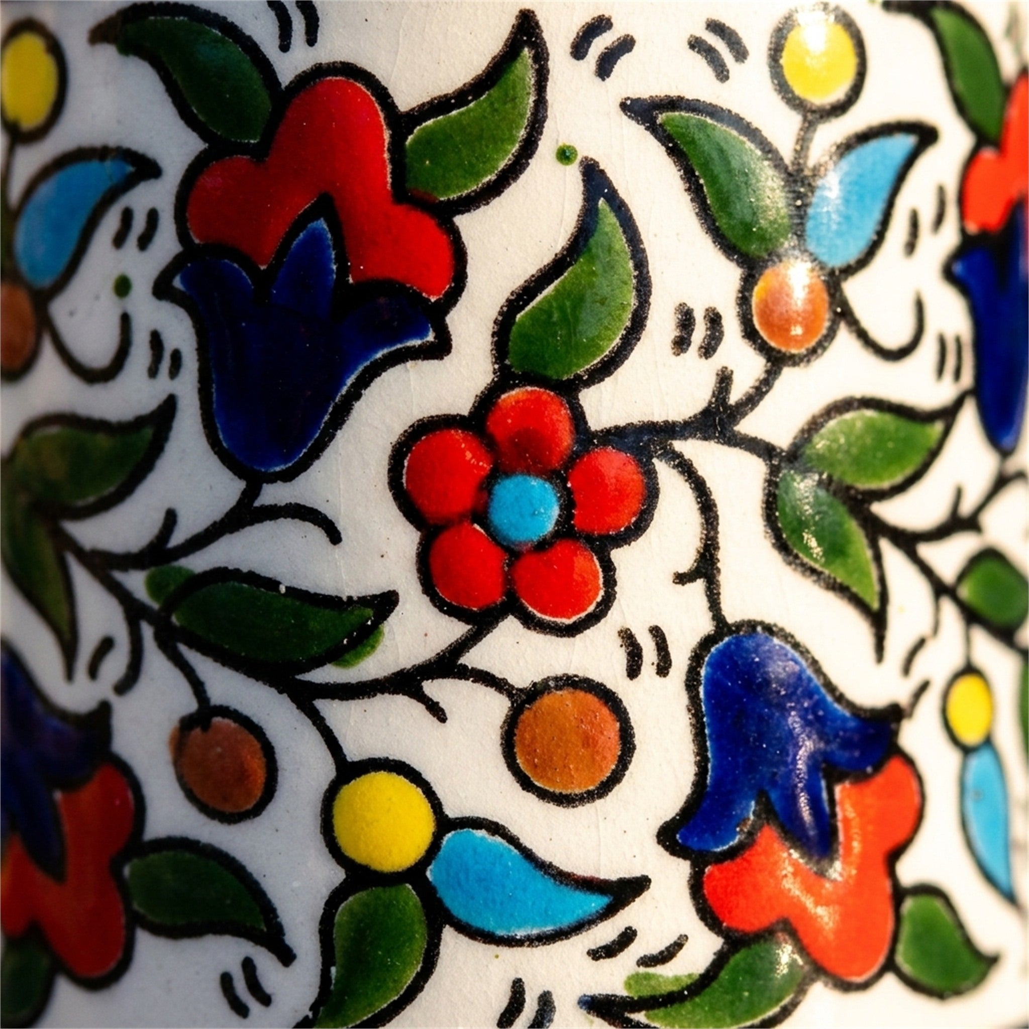 Floral Heritage Mug 2.36 Inch in Floral, close-up of the hand-painted detail