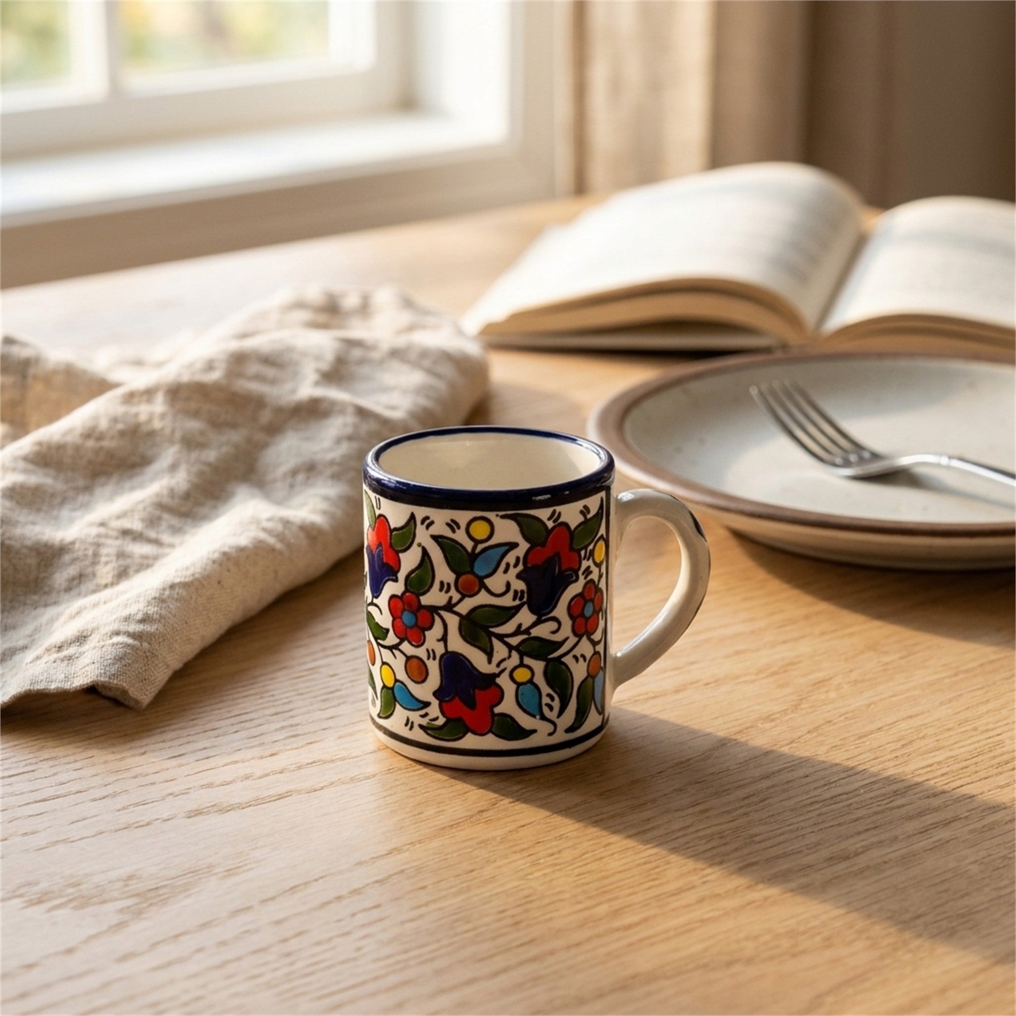 Floral Heritage Mug 2.36 Inch in Floral, styled on a set table