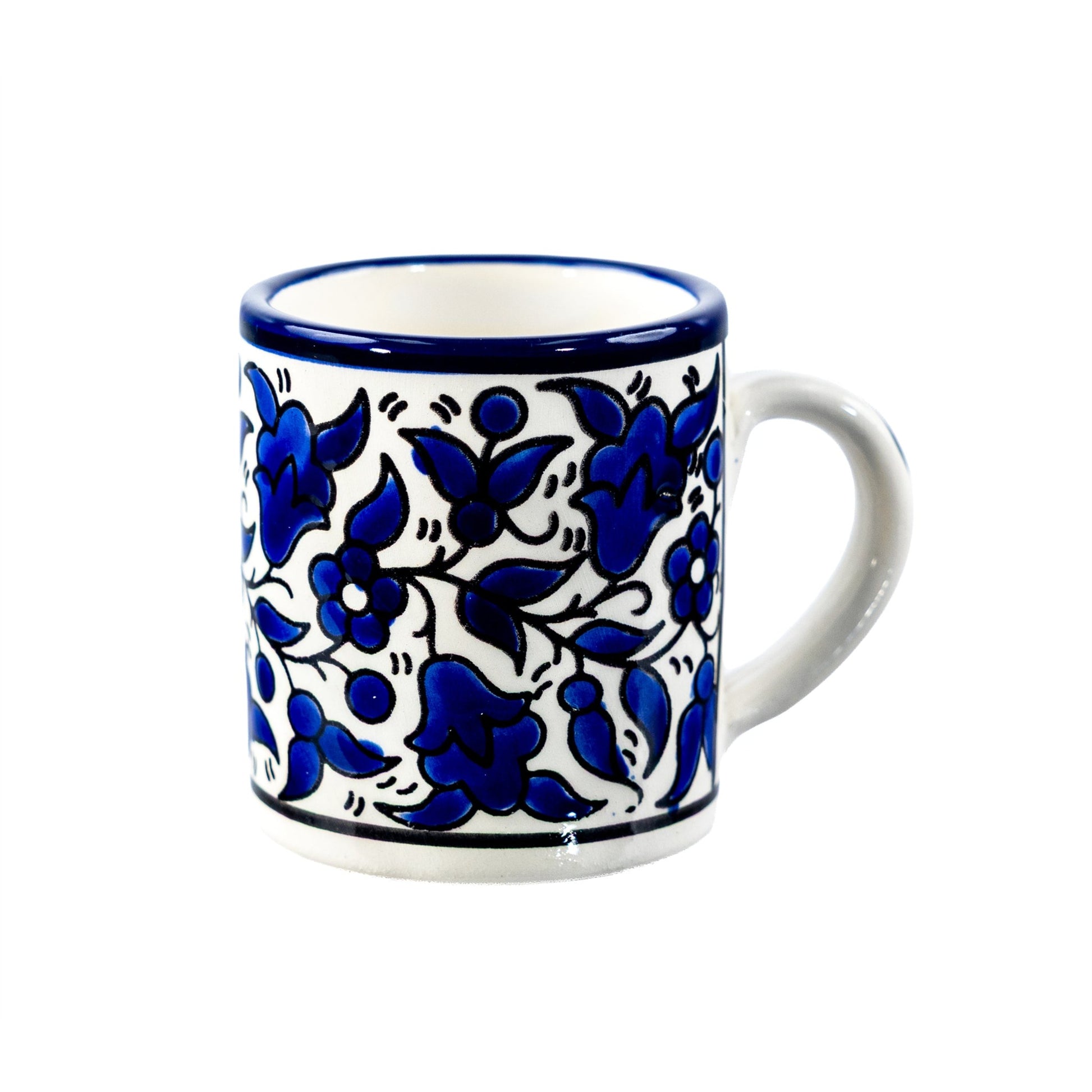 Floral Heritage Mug 2.36 Inch in Indigo, seen from above