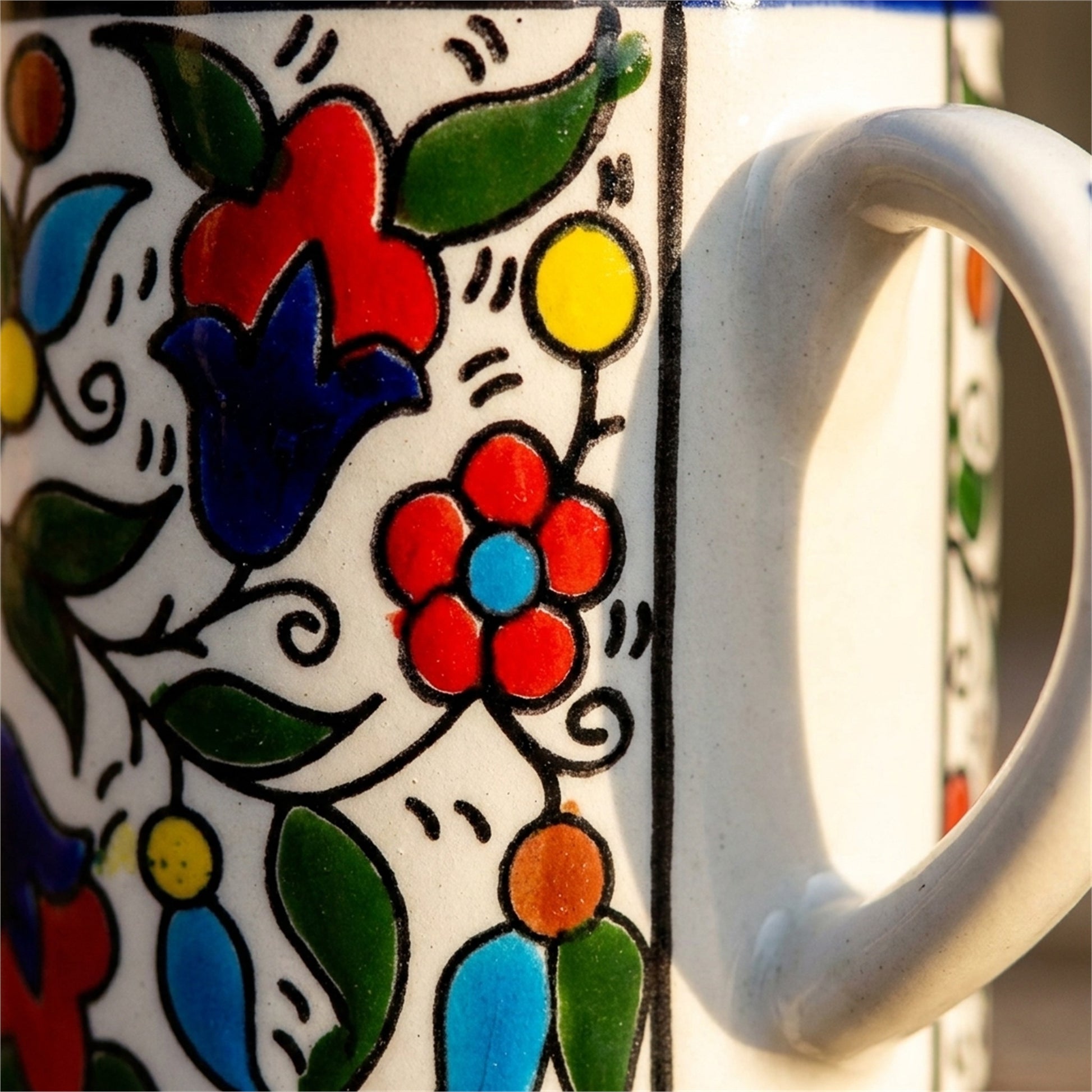 Floral Heritage Mug 2.76 Inch in Floral, close-up of the hand-painted detail