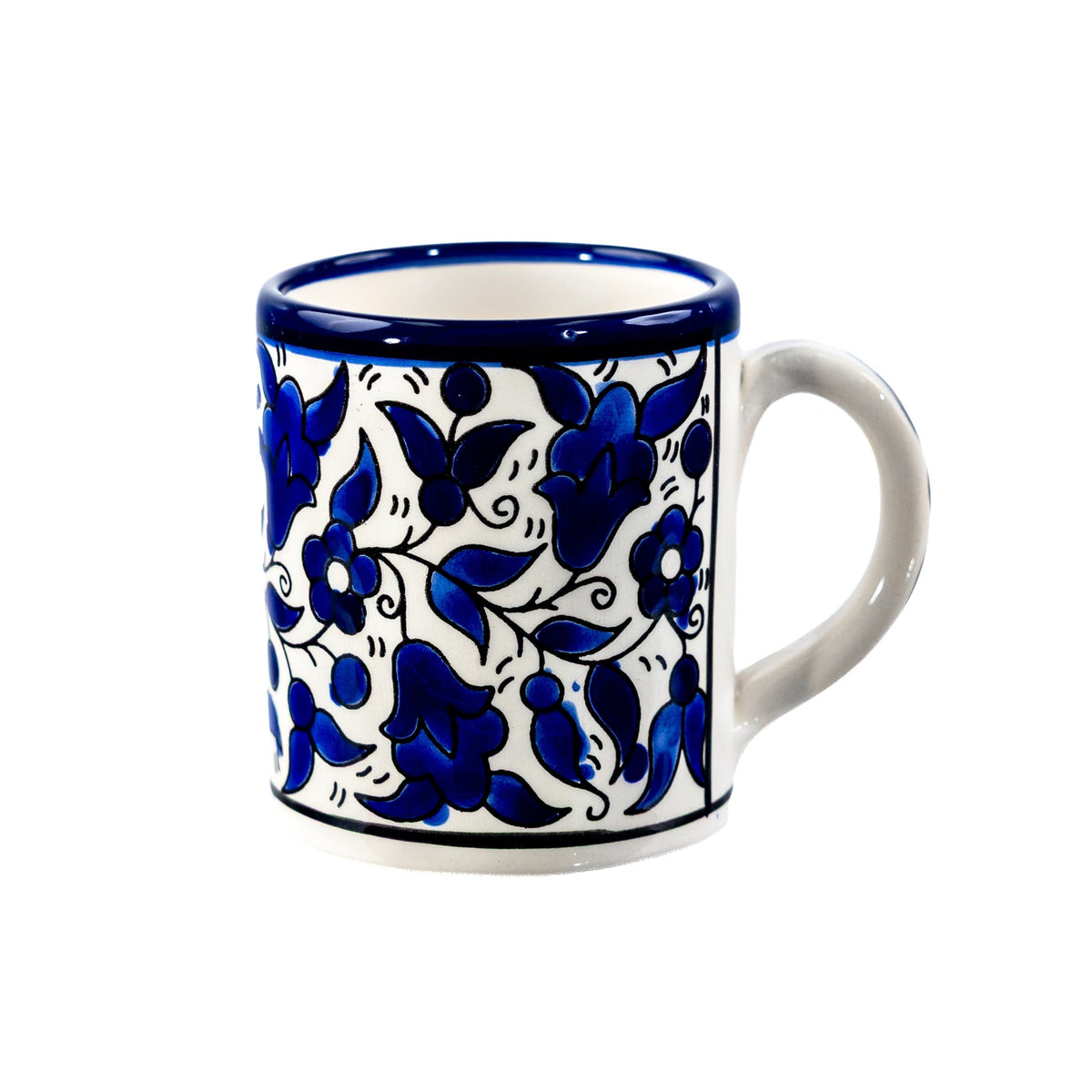 Floral Heritage Mug 2.76 Inch in Indigo, seen from above
