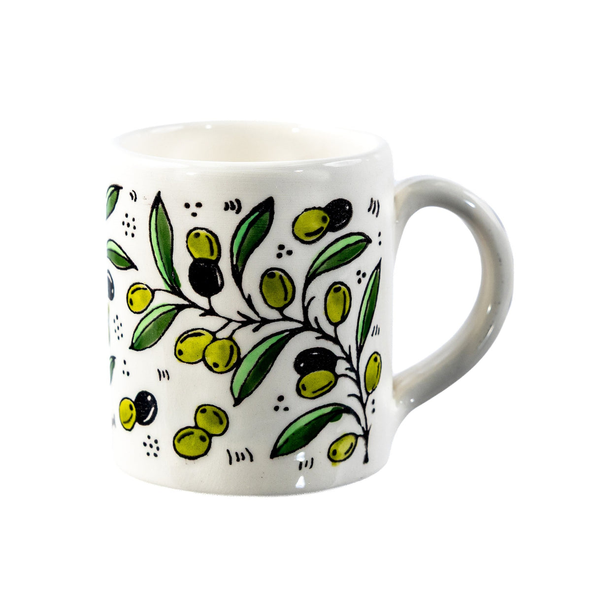 Floral Heritage Mug 2.76 Inch in Olive Green, seen from above