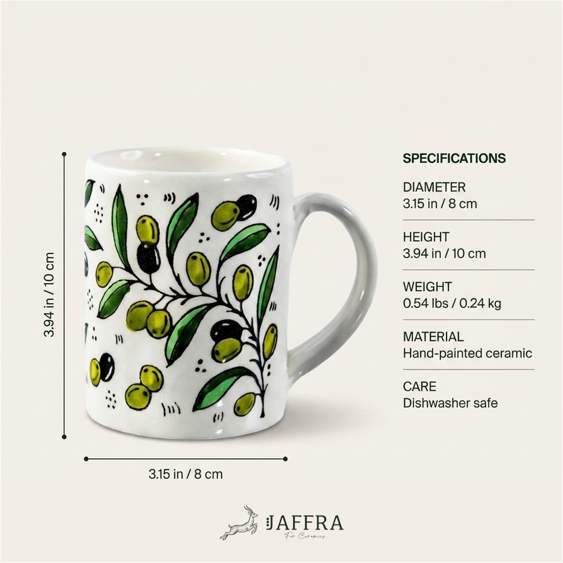 Floral Heritage Mug 3.15 Inch dimensions and specifications