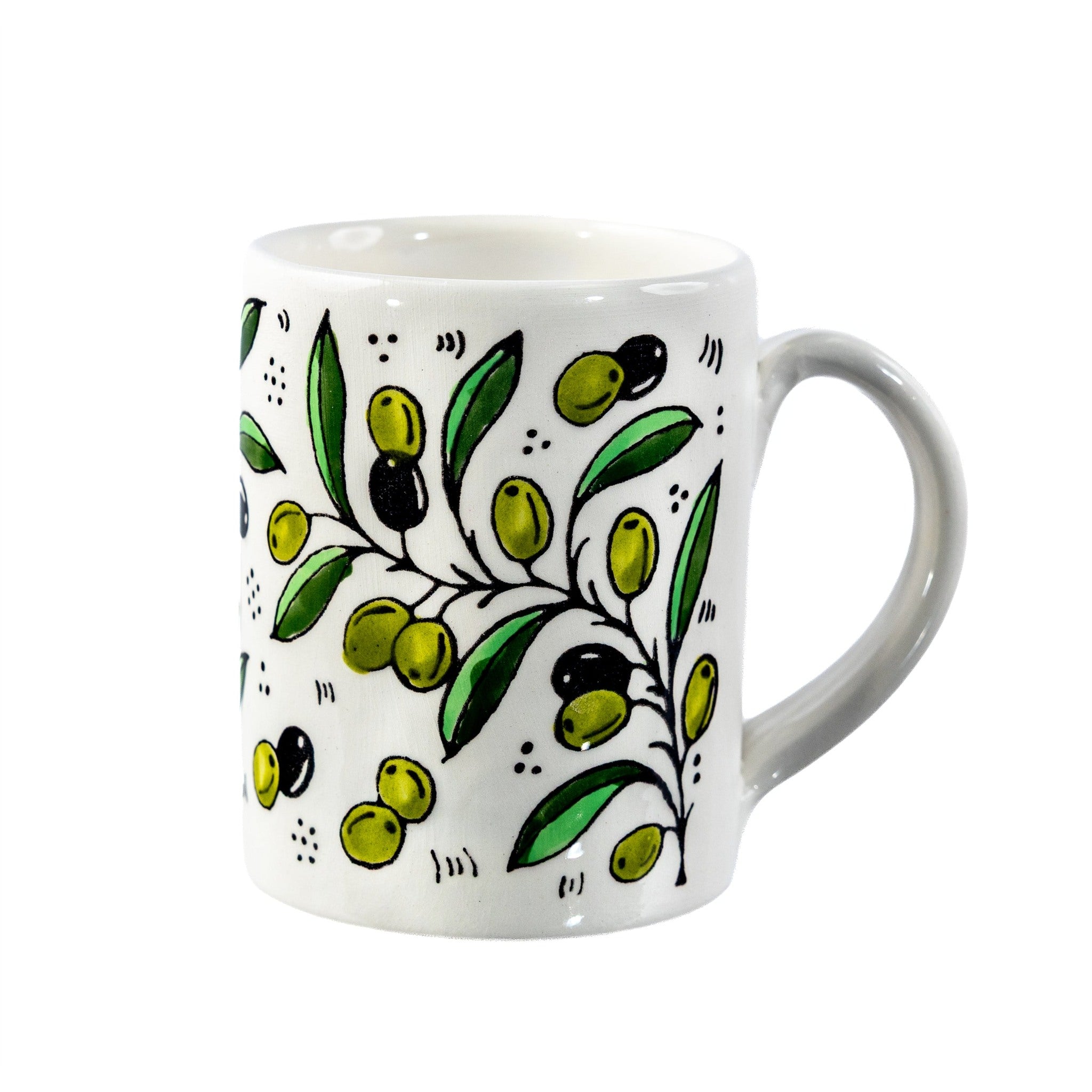 Floral Heritage Mug 3.15 Inch in Olive Green, seen from above