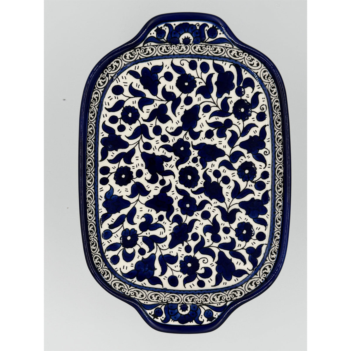 Handled Serving Platter 11.81 Inch in Indigo, seen from above
