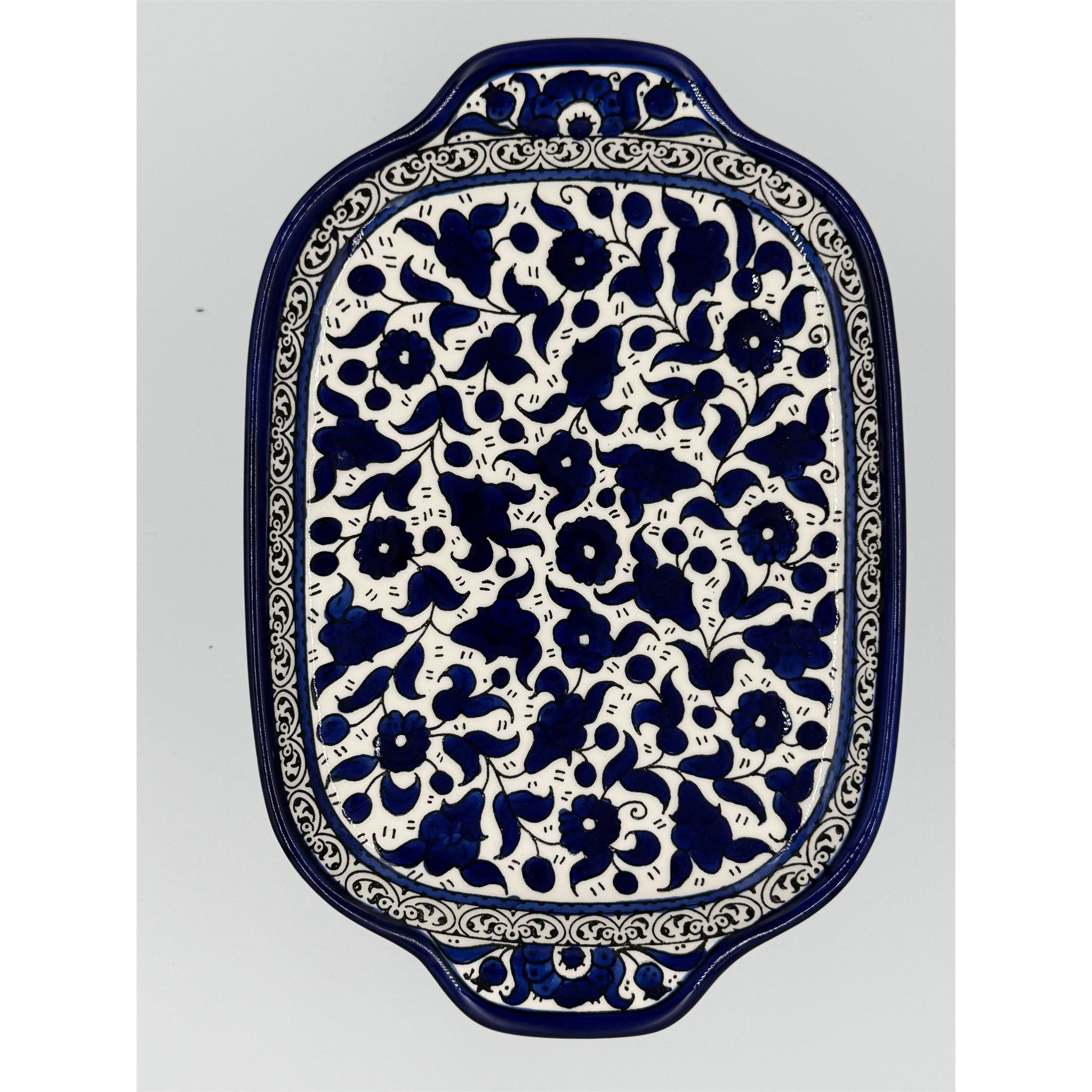 Handled Serving Platter 11.81 Inch in Indigo, seen from above
