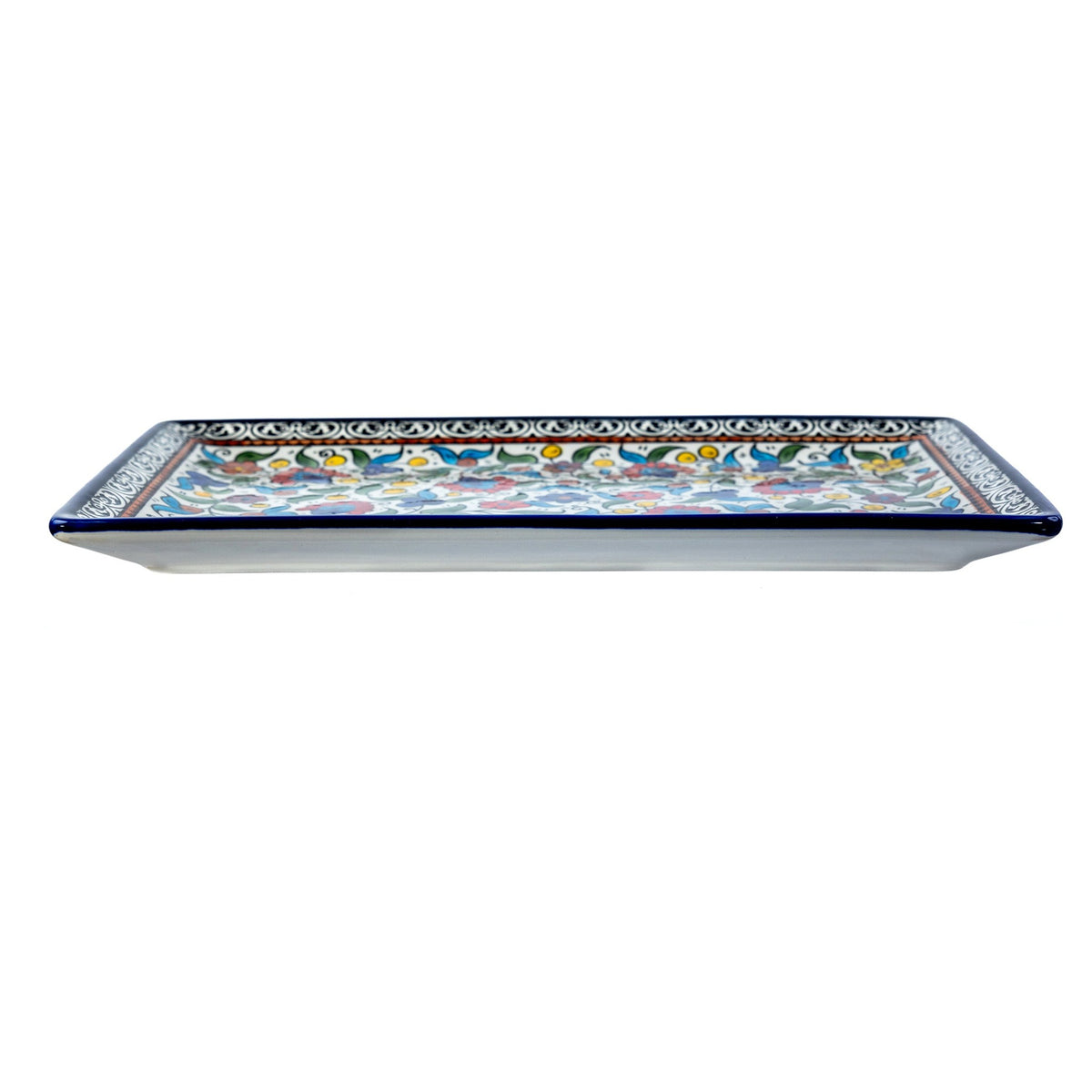 Rectangular Serving Platter 12.6 Inch in Floral, side view