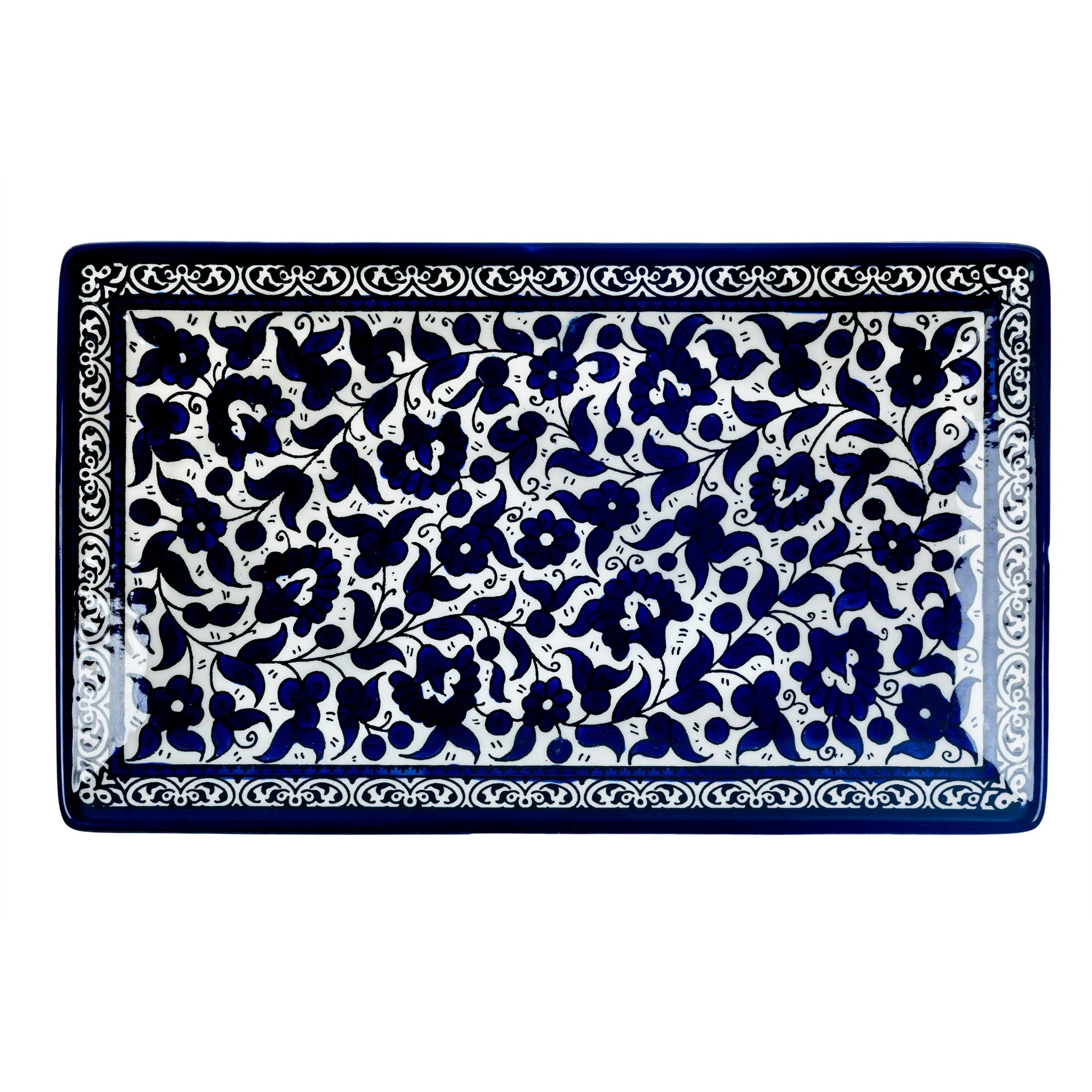 Rectangular Serving Platter 12.6 Inch in Indigo, seen from above