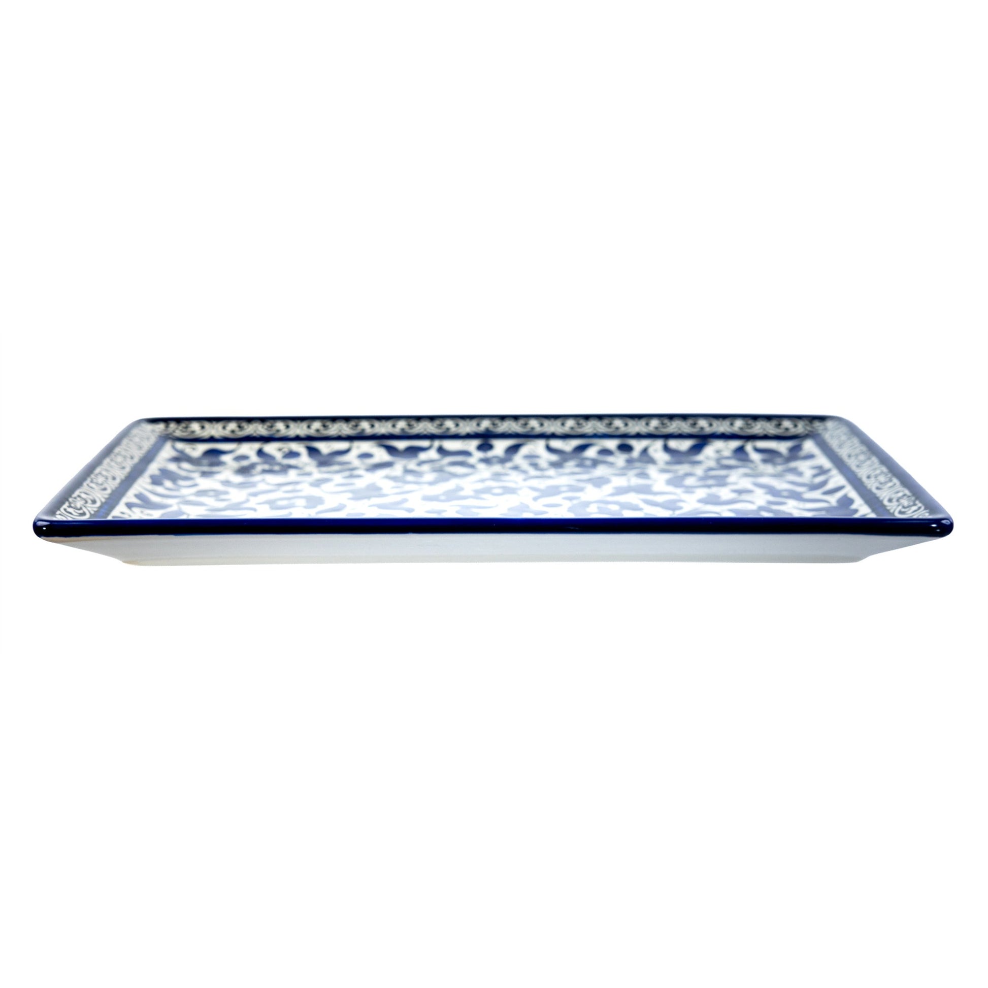 Rectangular Serving Platter 12.6 Inch in Indigo, side view
