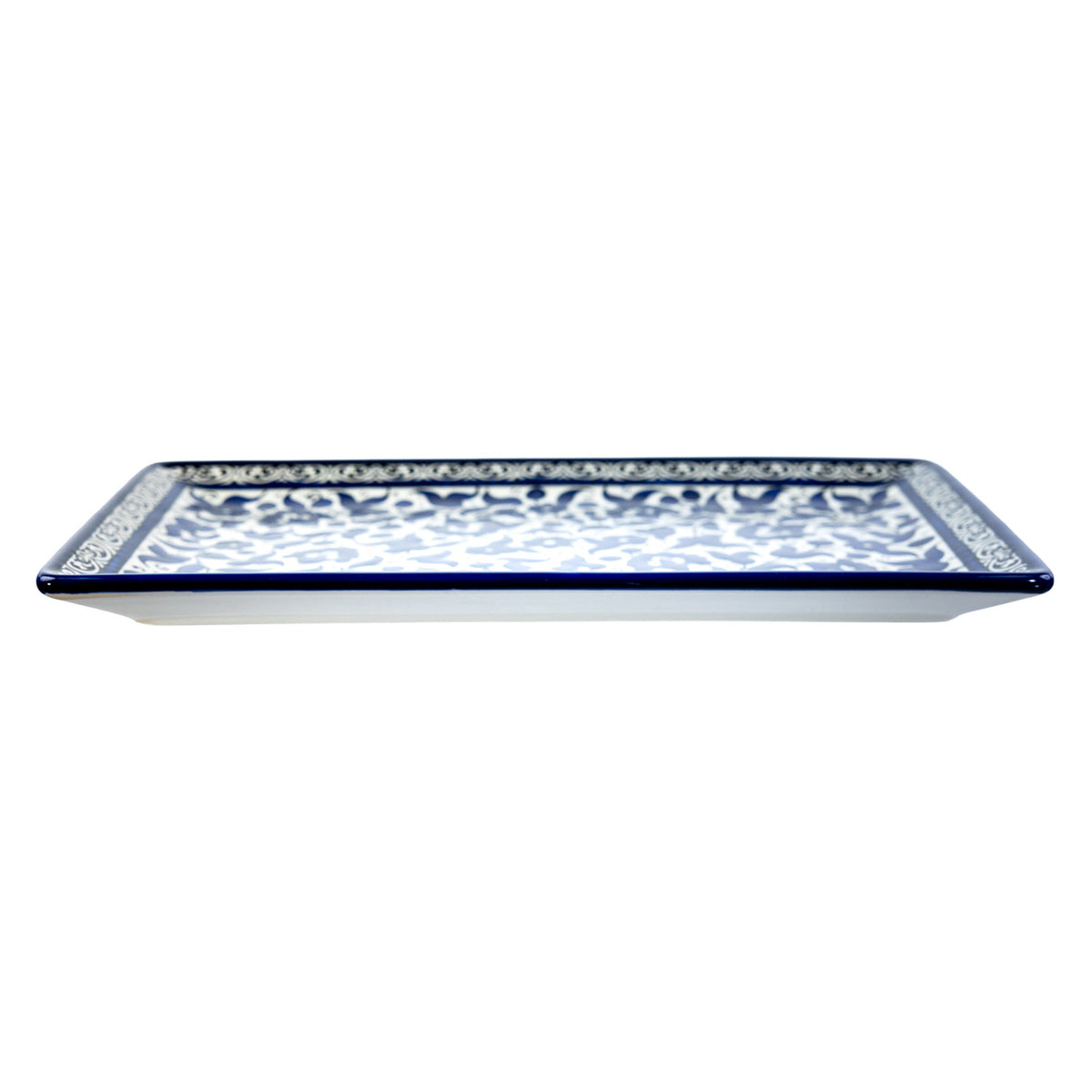 Rectangular Serving Platter 12.6 Inch in Indigo, side view