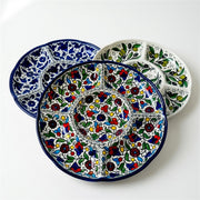 Round Ceramic 5-Section Serving Set 9.45 Inch shown in all three hand-painted patterns