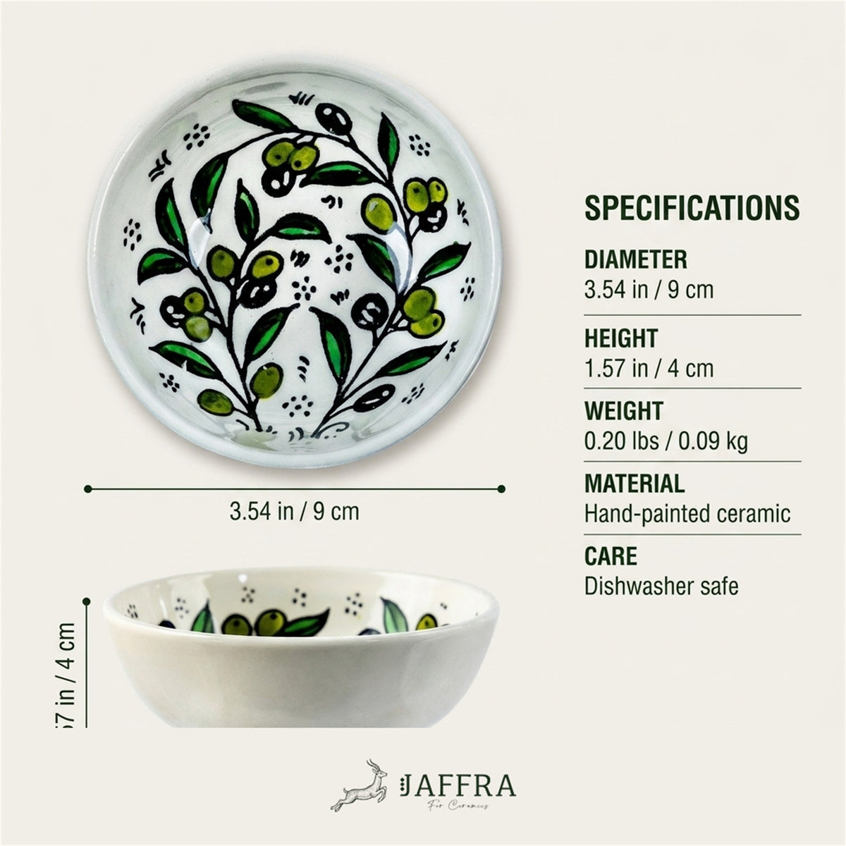 Round Ceramic Serving Bowl 3.54 Inch dimensions and specifications