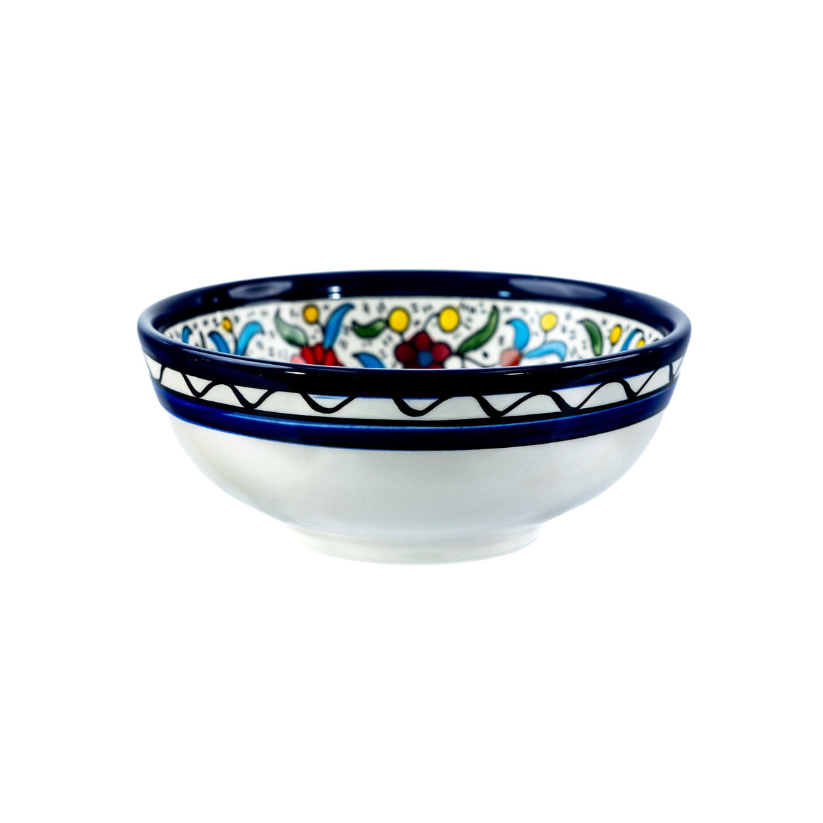 Round Ceramic Serving Bowl 3.54 Inch in Floral, side view