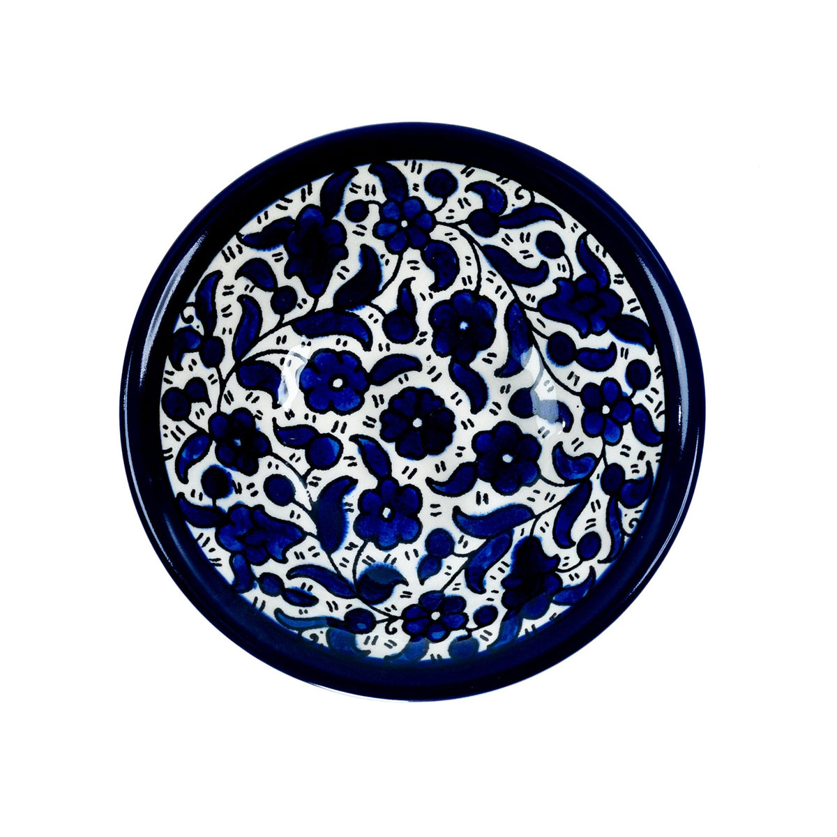 Round Ceramic Serving Bowl 3.54 Inch in Indigo, seen from above