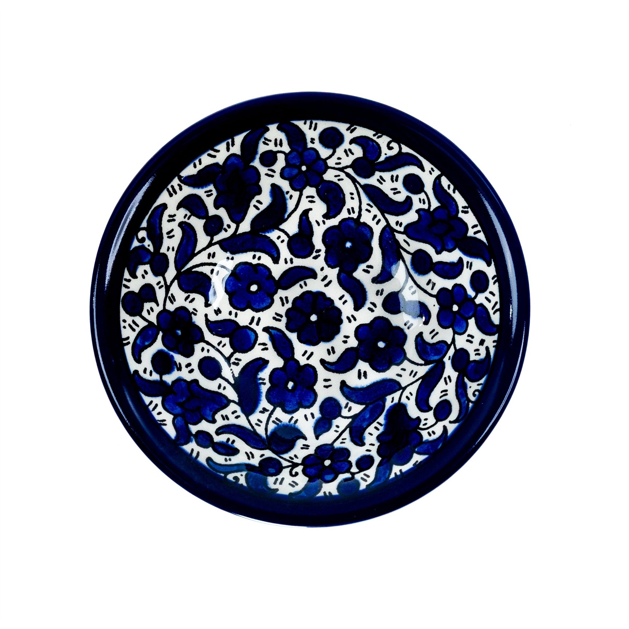 Round Ceramic Serving Bowl 3.54 Inch in Indigo, seen from above