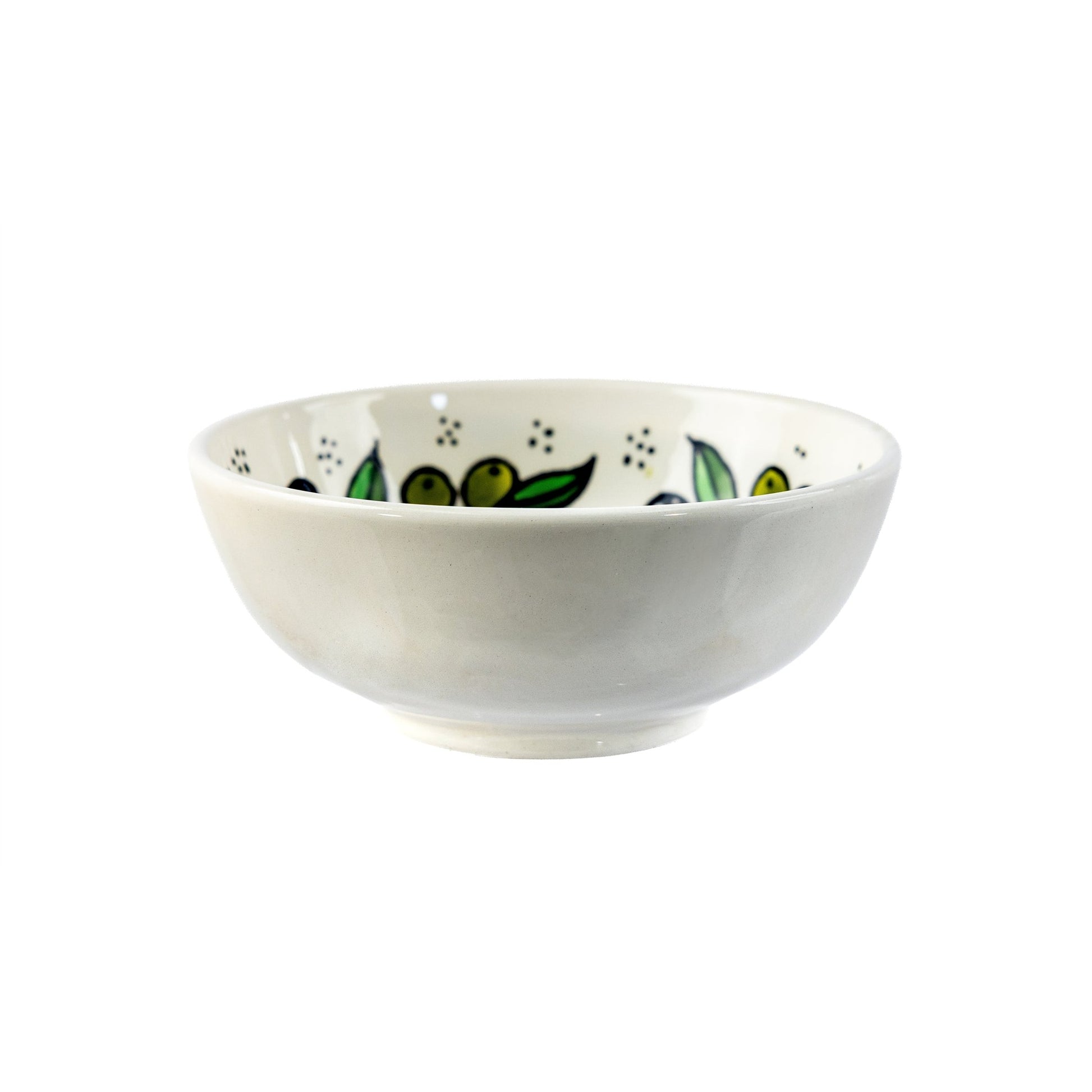 Round Ceramic Serving Bowl 3.54 Inch in Olive Green, side view