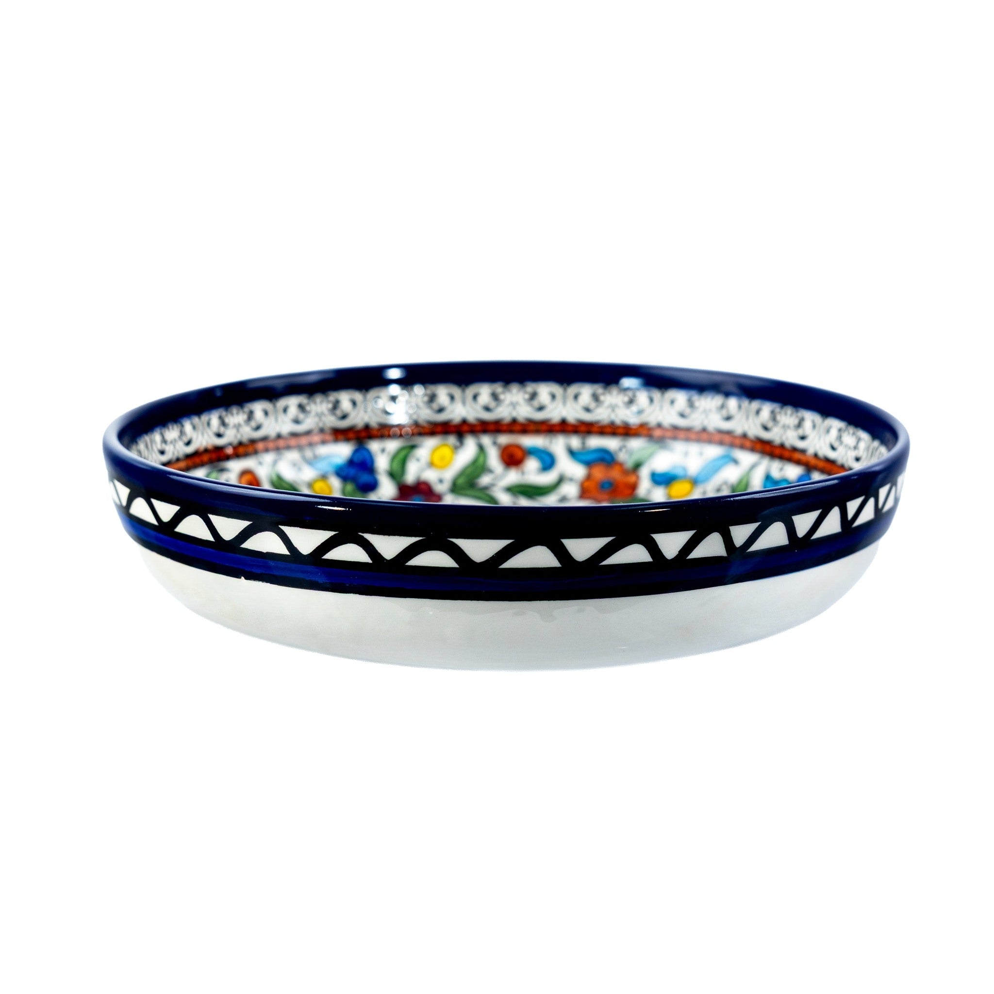 Round Ceramic Serving Bowl 9.45 Inch in Floral, side view