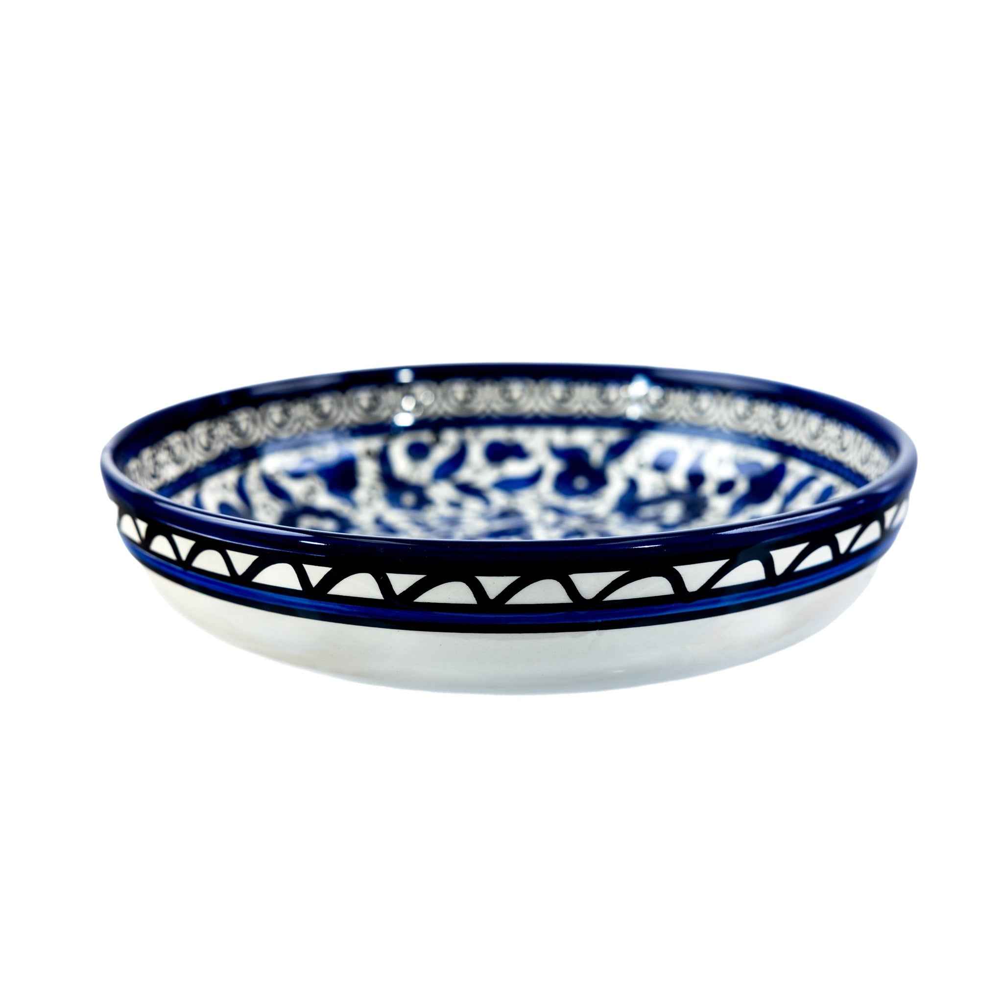 Round Ceramic Serving Bowl 9.45 Inch in Indigo, side view