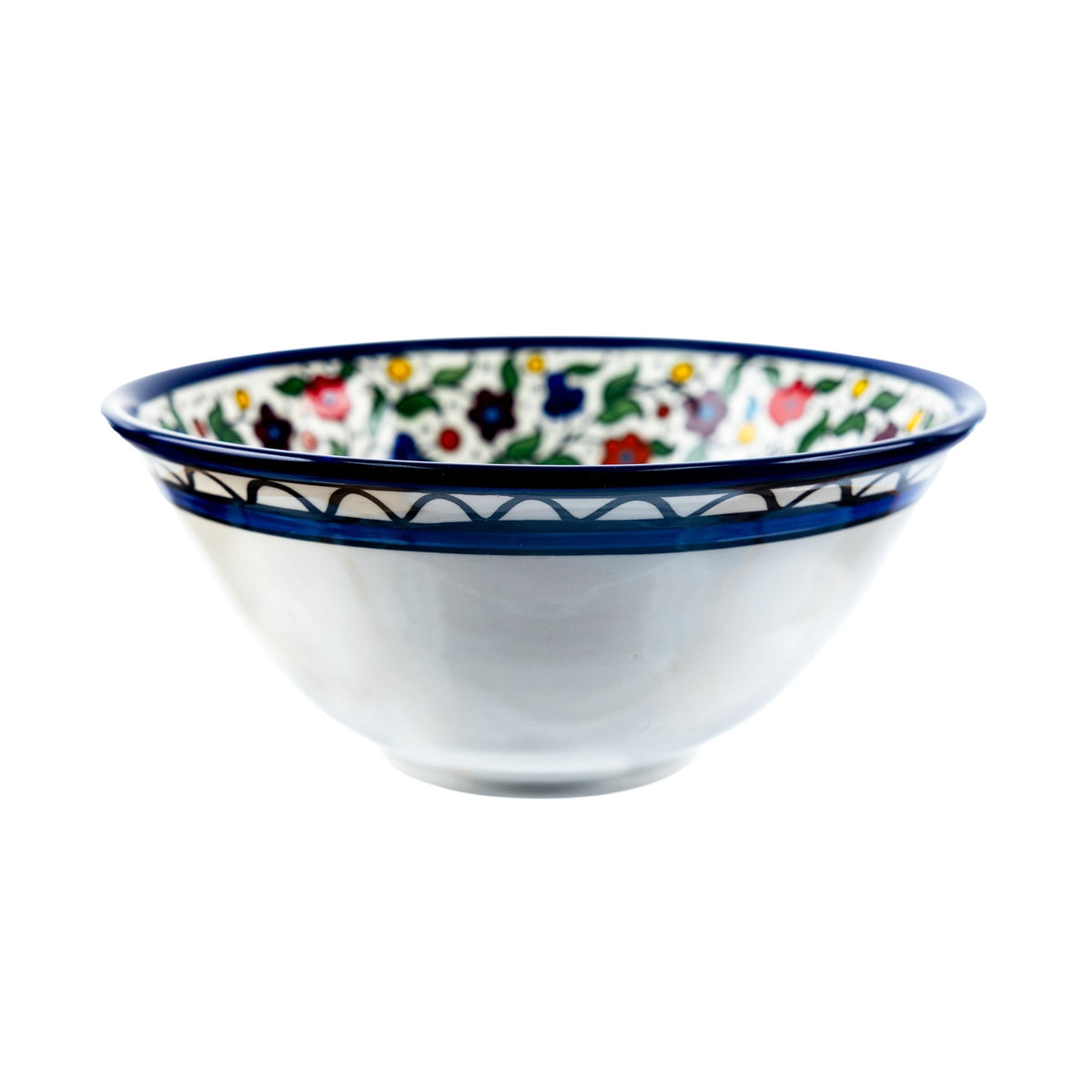 Round Ceramic Serving Bowl 9.84 Inch in Floral, side view