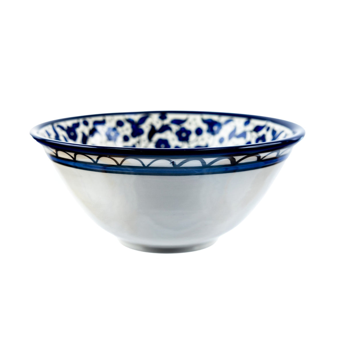 Round Ceramic Serving Bowl 9.84 Inch in Indigo, side view
