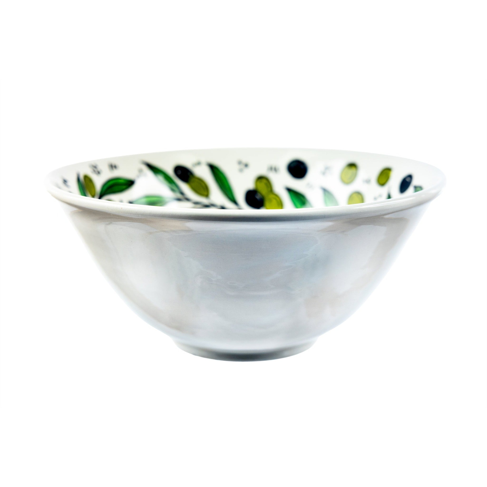 Round Ceramic Serving Bowl 9.84 Inch in Olive Green, side view