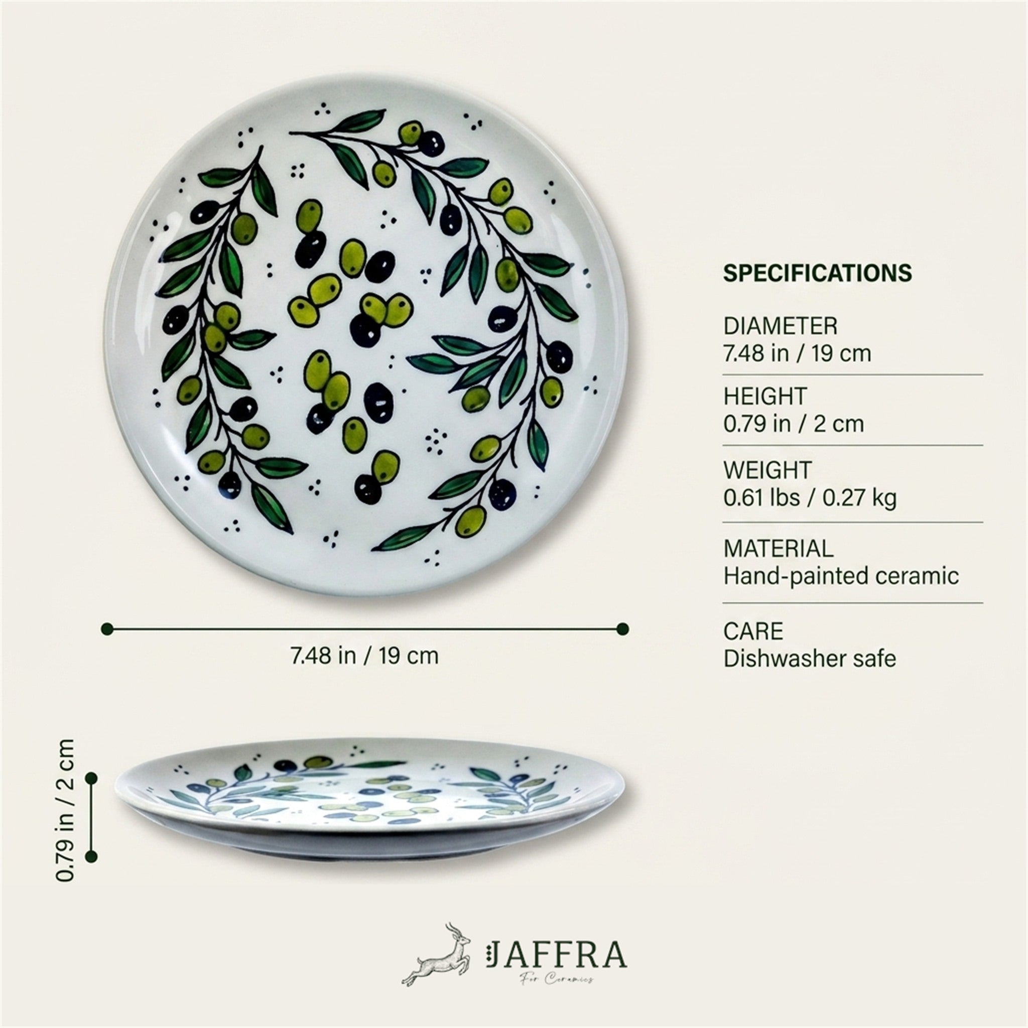 Round Ceramic Serving Dish 7.48 Inch dimensions and specifications