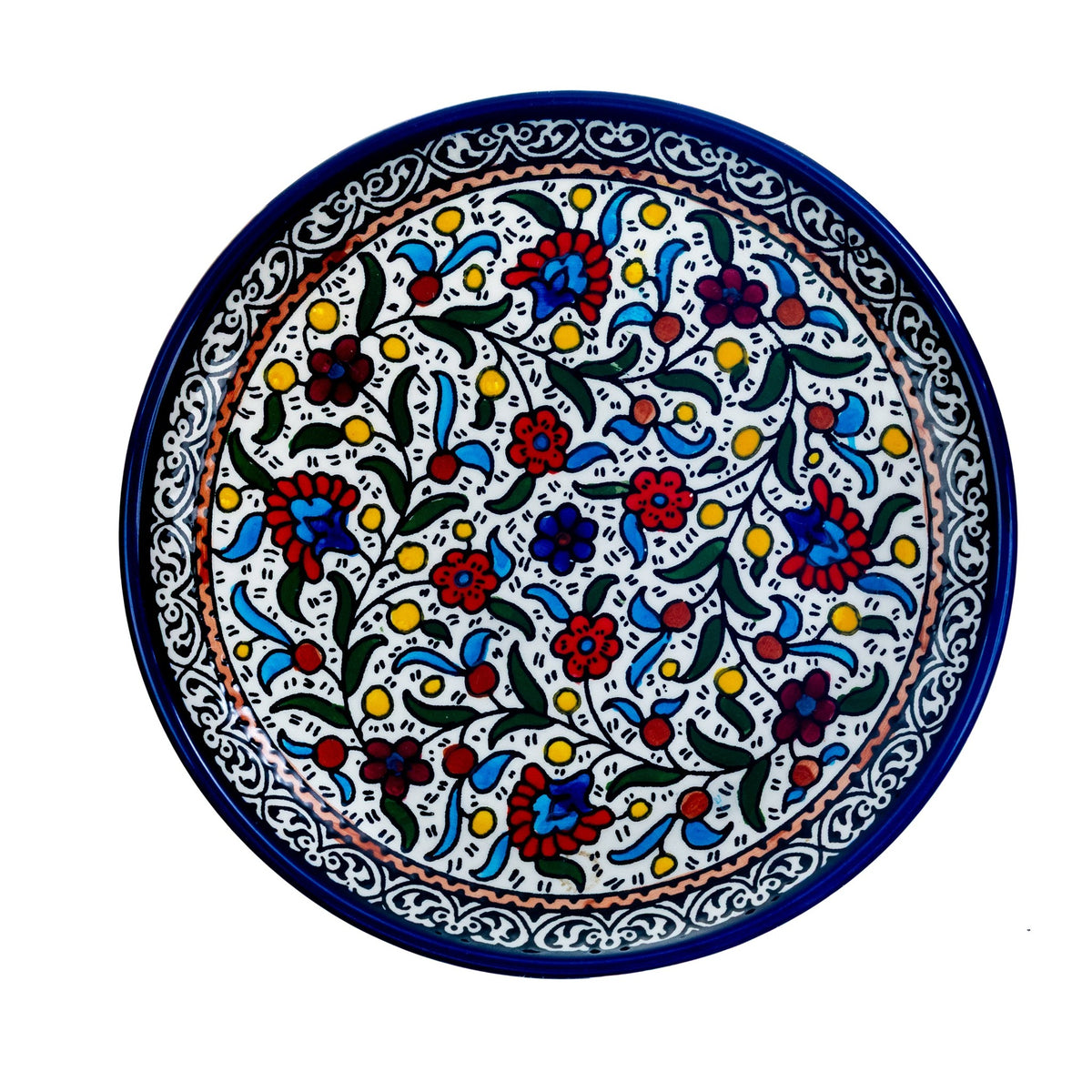 Round Ceramic Serving Dish 7.48 Inch in Floral, seen from above