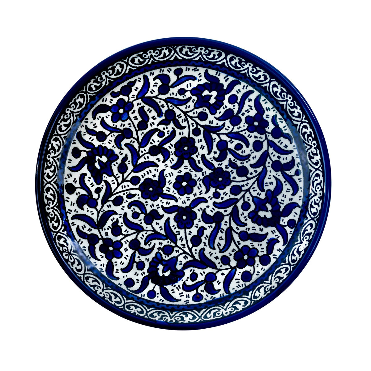 Round Ceramic Serving Dish 7.48 Inch in Indigo, seen from above