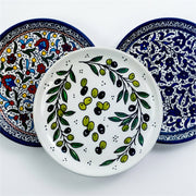 Round Ceramic Serving Dish 7.48 Inch shown in all three hand-painted patterns