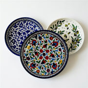 Round Ceramic Serving Dish 9.84 Inch shown in all three hand-painted patterns