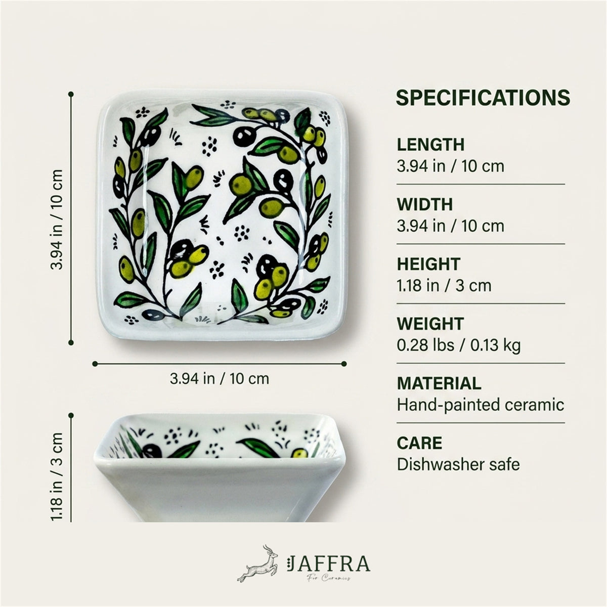 Square Serving Bowl 3.94 Inch dimensions and specifications