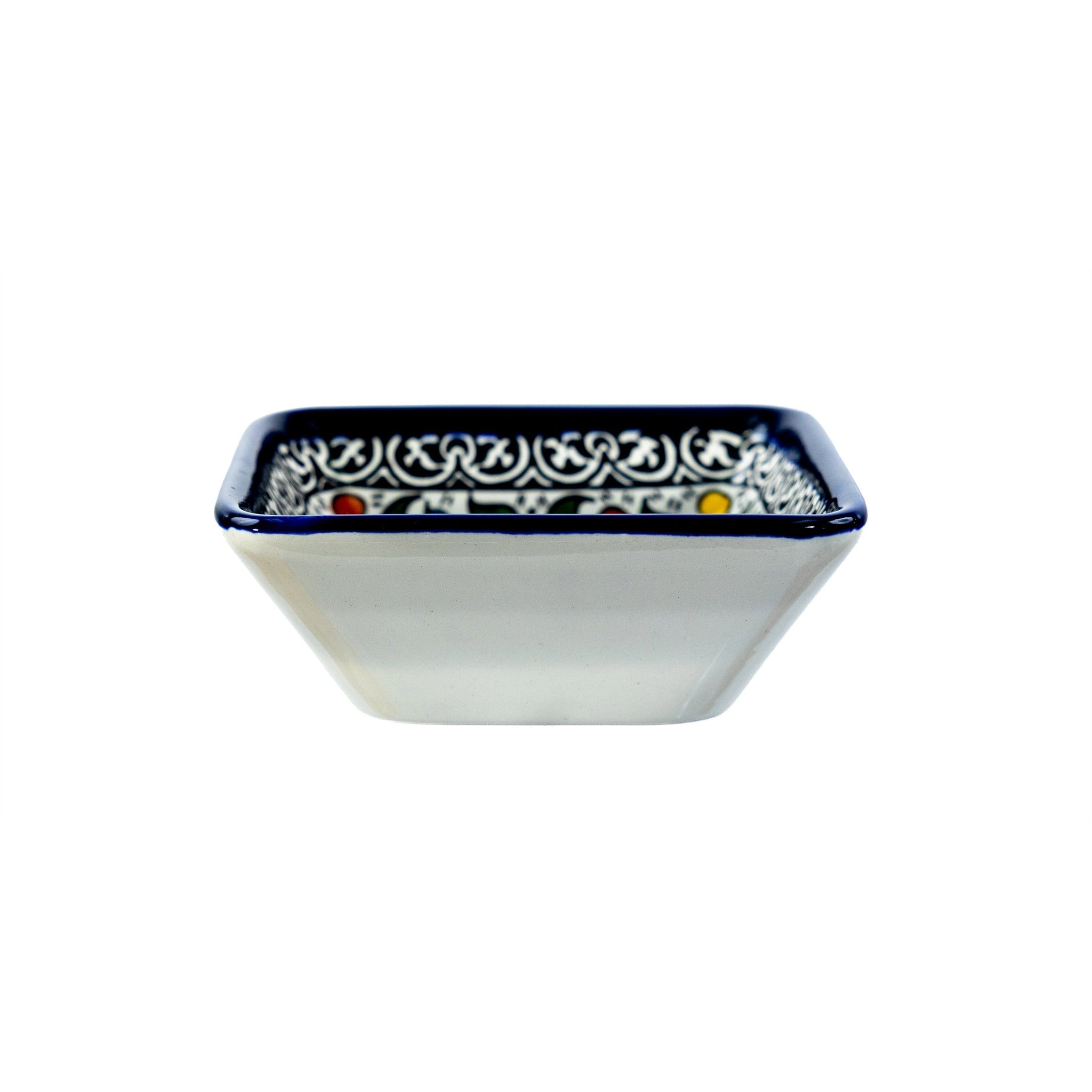 Square Serving Bowl 3.94 Inch in Floral, side view