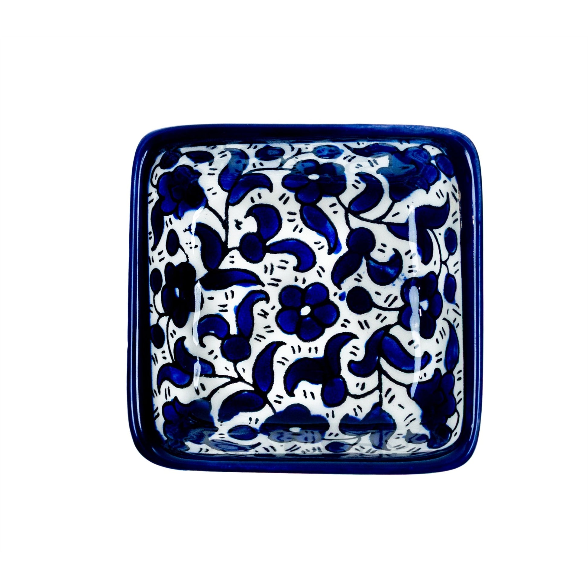 Square Serving Bowl 3.94 Inch in Indigo, seen from above