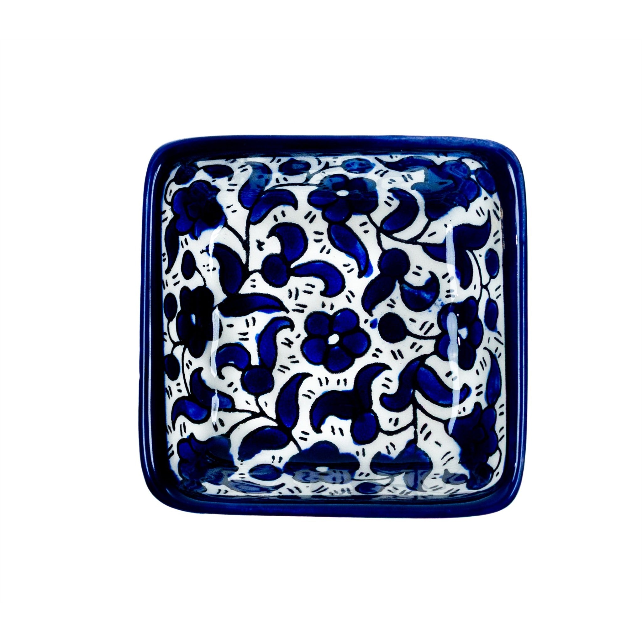 Square Serving Bowl 3.94 Inch in Indigo, seen from above