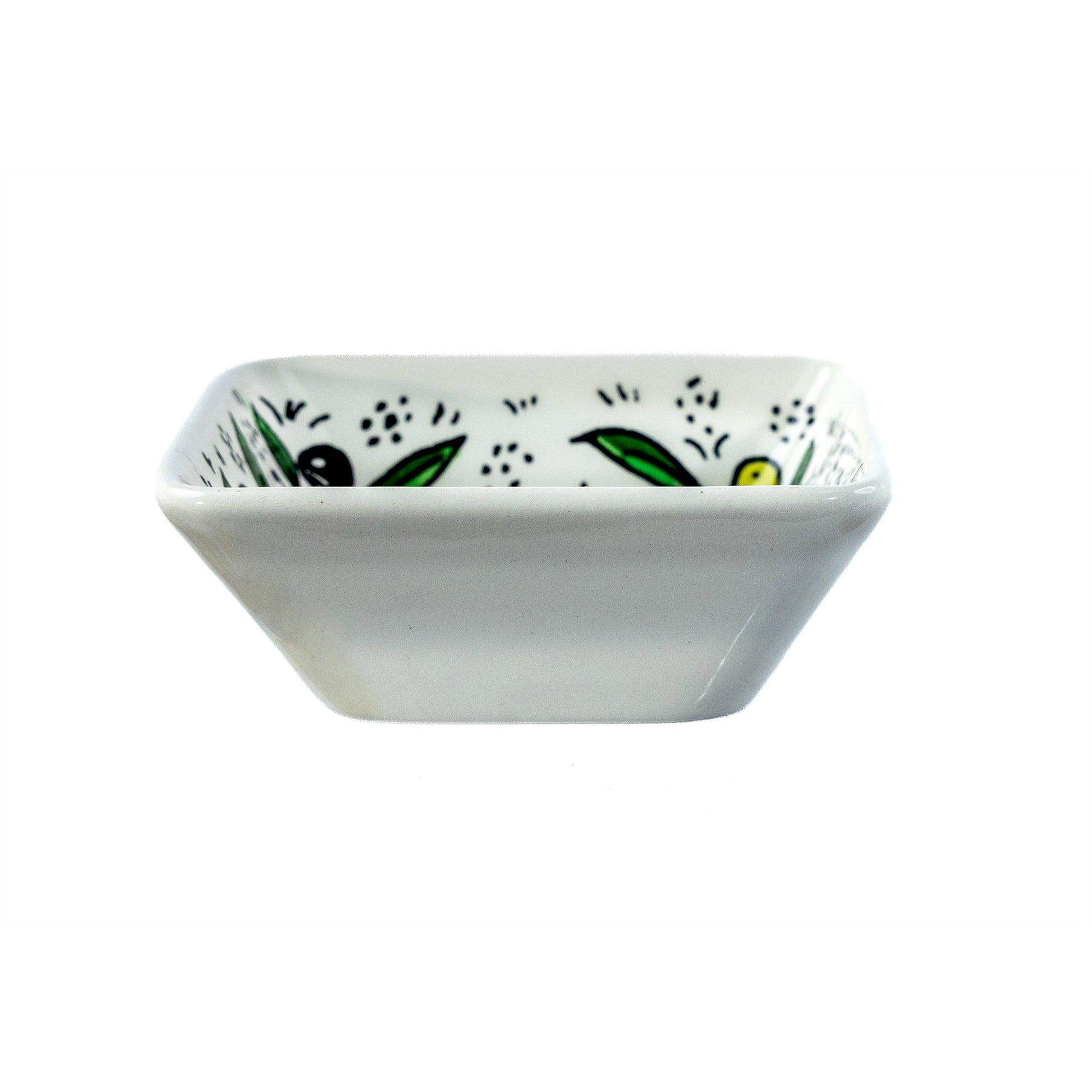 Square Serving Bowl 3.94 Inch in Olive Green, side view