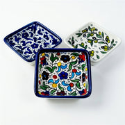 Square Serving Bowl 3.94 Inch shown in all three hand-painted patterns