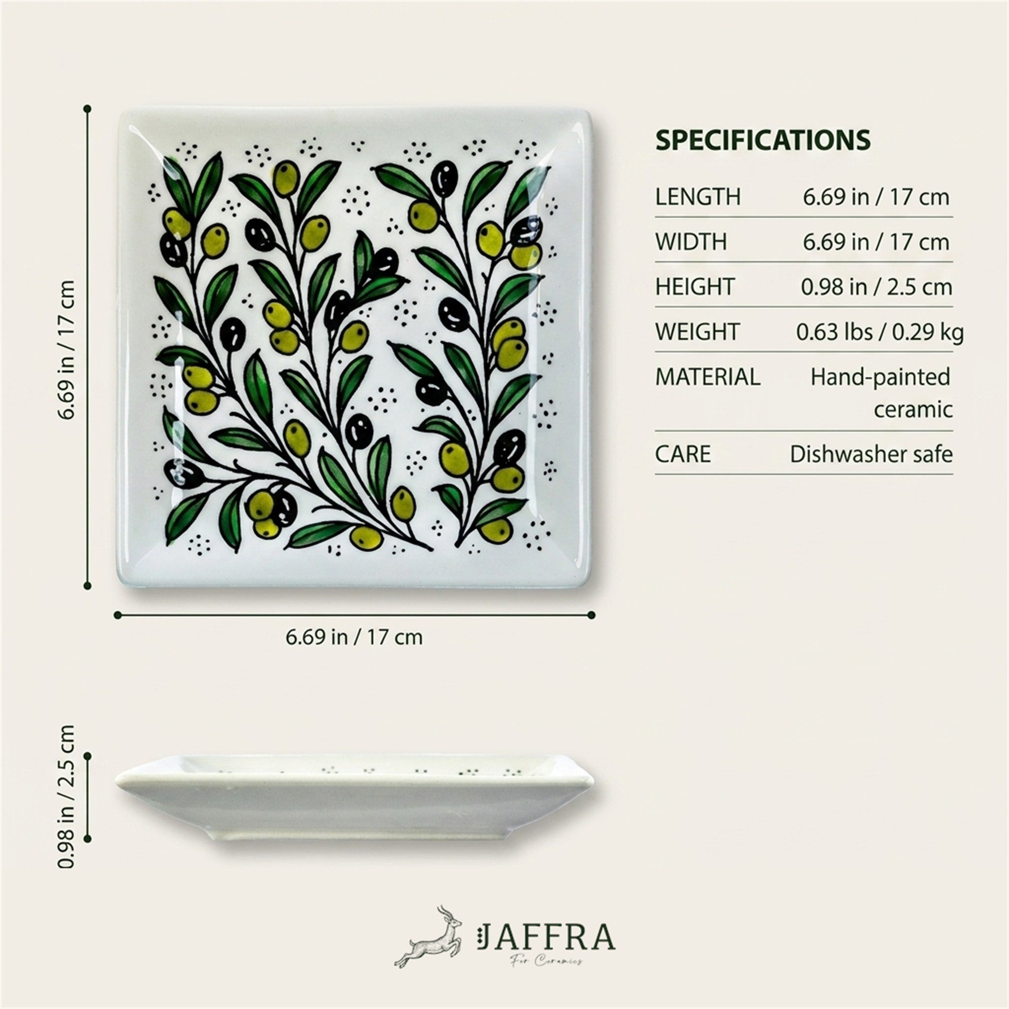 Square Serving Platter 6.69 Inch dimensions and specifications