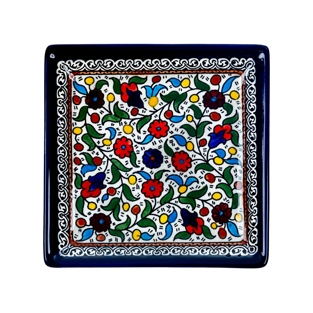 Square Serving Platter 6.69 Inch in Floral, seen from above