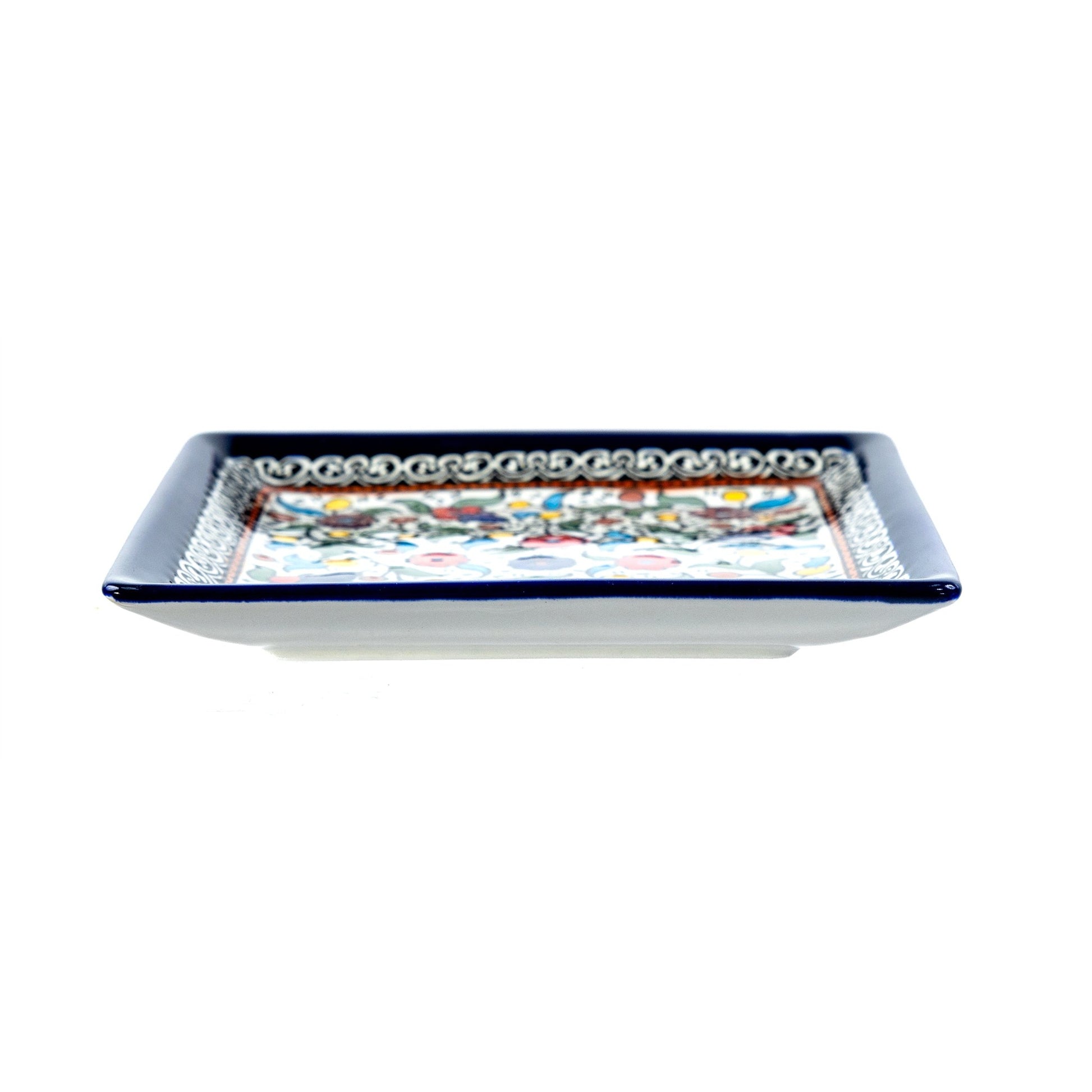 Square Serving Platter 6.69 Inch in Floral, side view