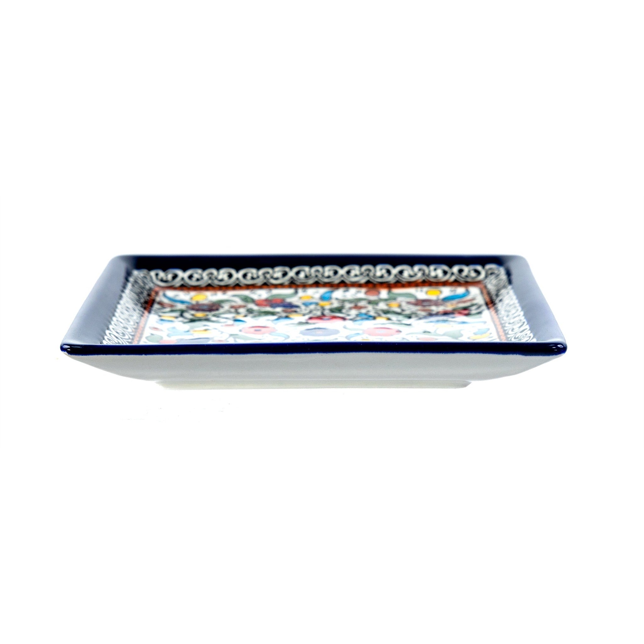 Square Serving Platter 6.69 Inch in Floral, side view