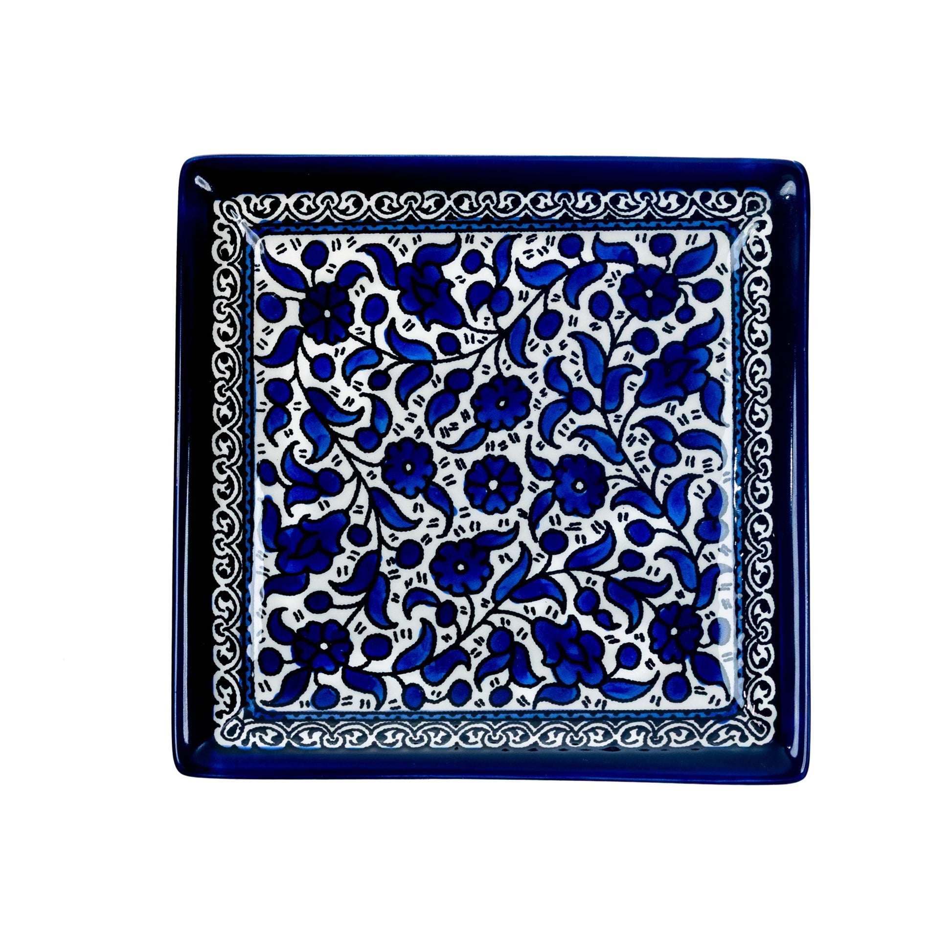 Square Serving Platter 6.69 Inch in Indigo, seen from above