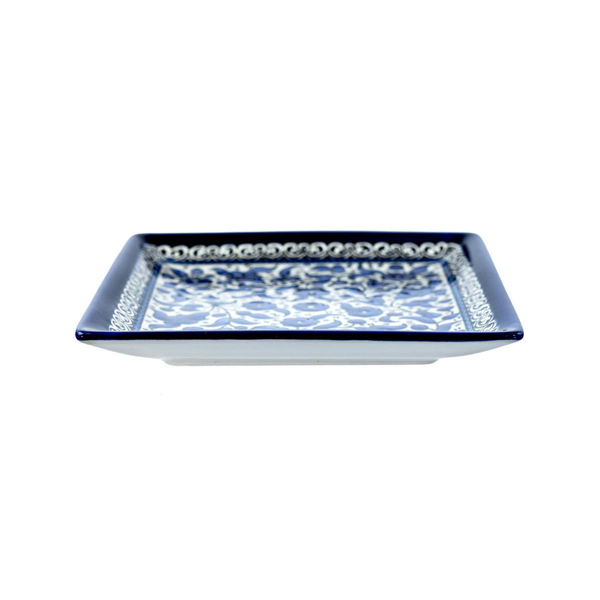 Square Serving Platter 6.69 Inch in Indigo, side view